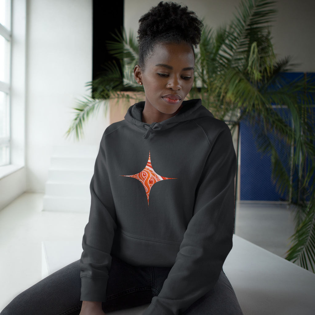 Keyhole & Diamond Pattern Hoodie — Abstract Red Paisley Graphic #yh099879