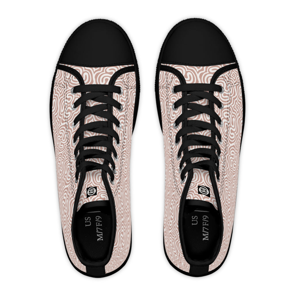 Women's High Top Sneakers - Rose Maze Pattern Casual Canvas Shoes #h875688