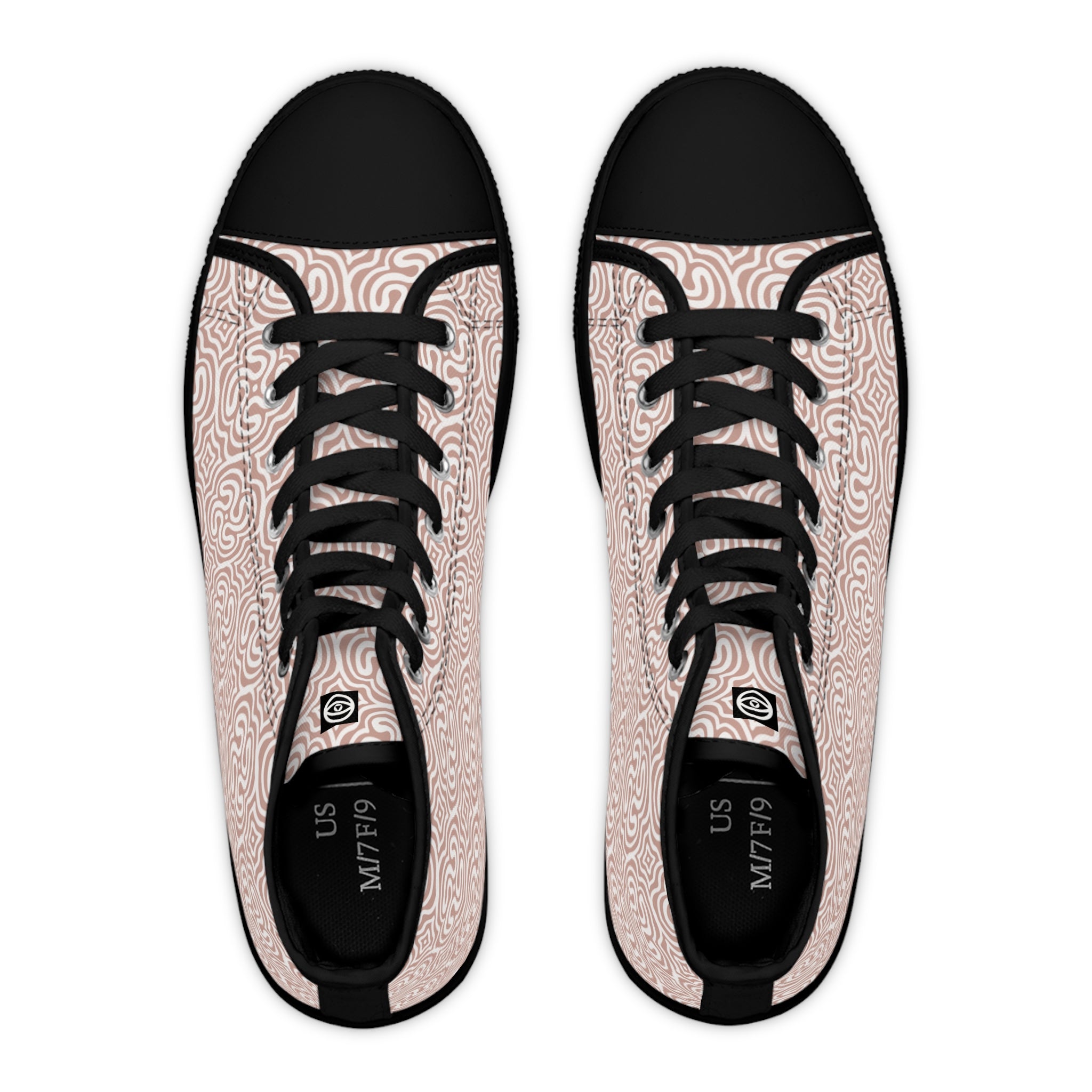 Women's High Top Sneakers - Rose Maze Pattern Casual Canvas Shoes #h875688
