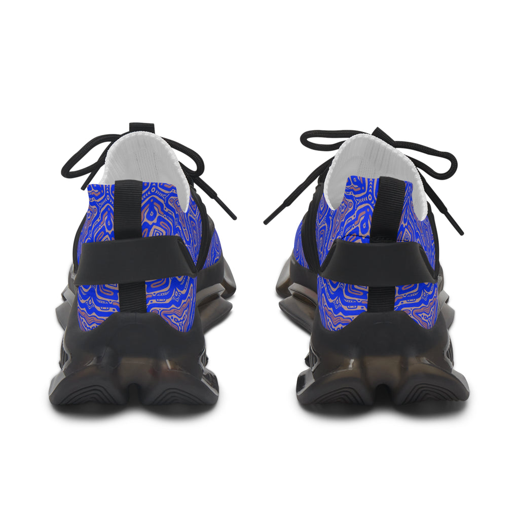 Mesh Sneakers — Blue Abstract Geo Pattern Women's Athletic Shoes #h975789