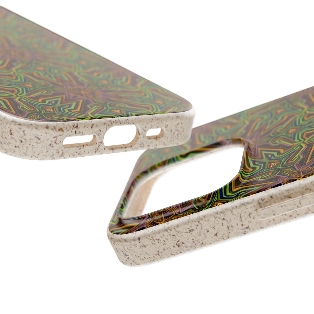 Biodegradable Phone Case — Earthy Green Kaleidoscope Pattern #c3
