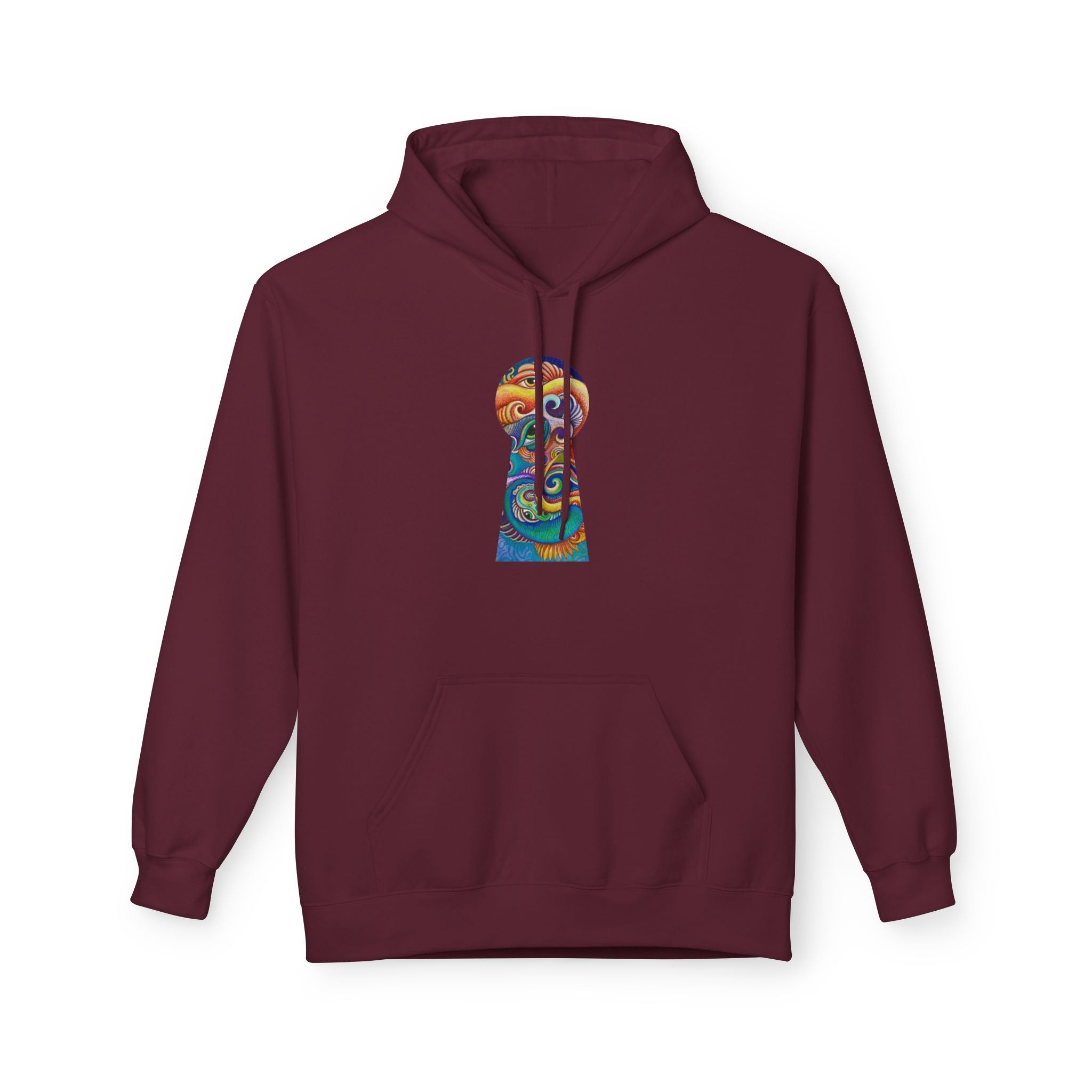 Abstract Psychedelic Face Hoodie | Colorful Surreal Keyhole Art