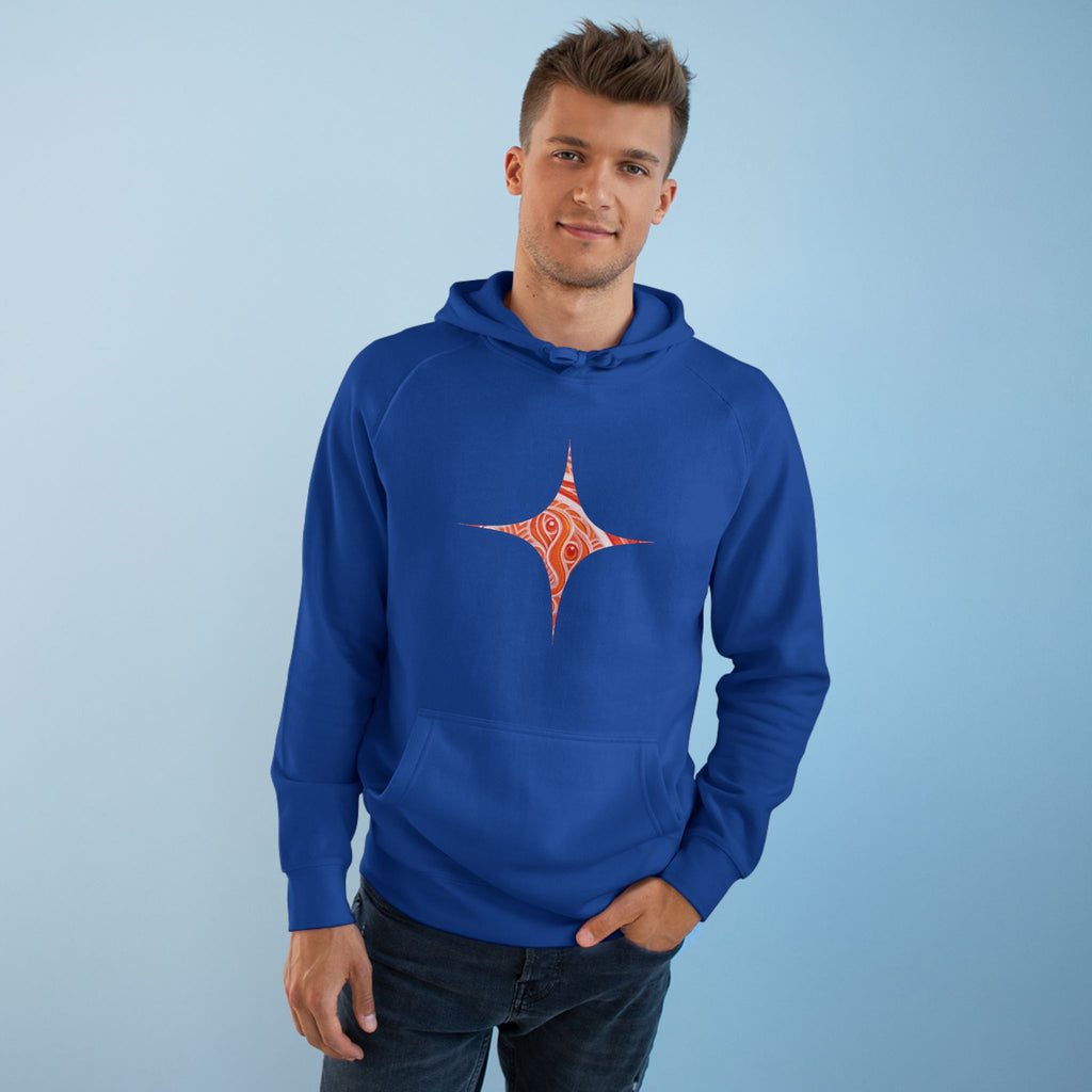 Keyhole & Diamond Pattern Hoodie — Abstract Red Paisley Graphic #yh099879