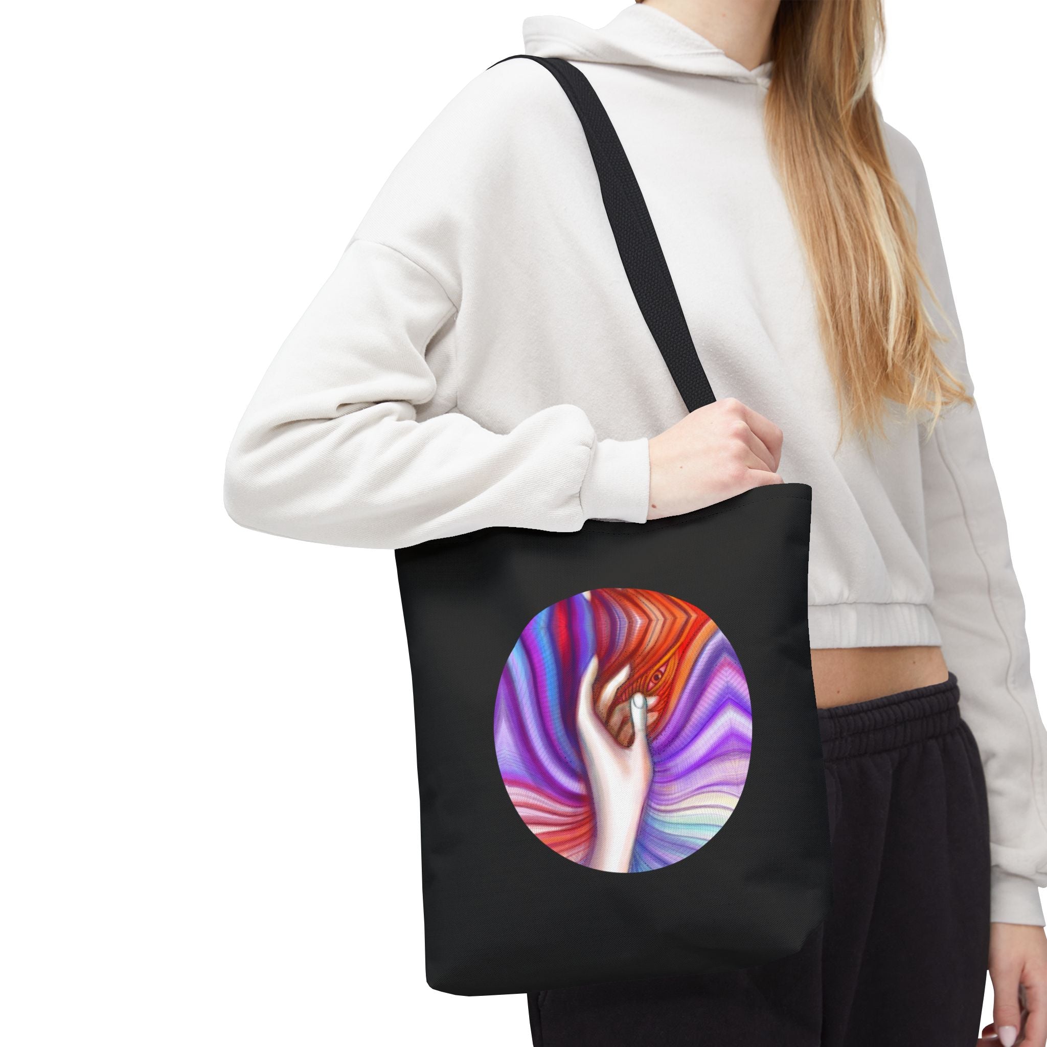 Mystic Wave Tote Bag — Colorful Hand & Psychedelic Swirl Art #sf146873