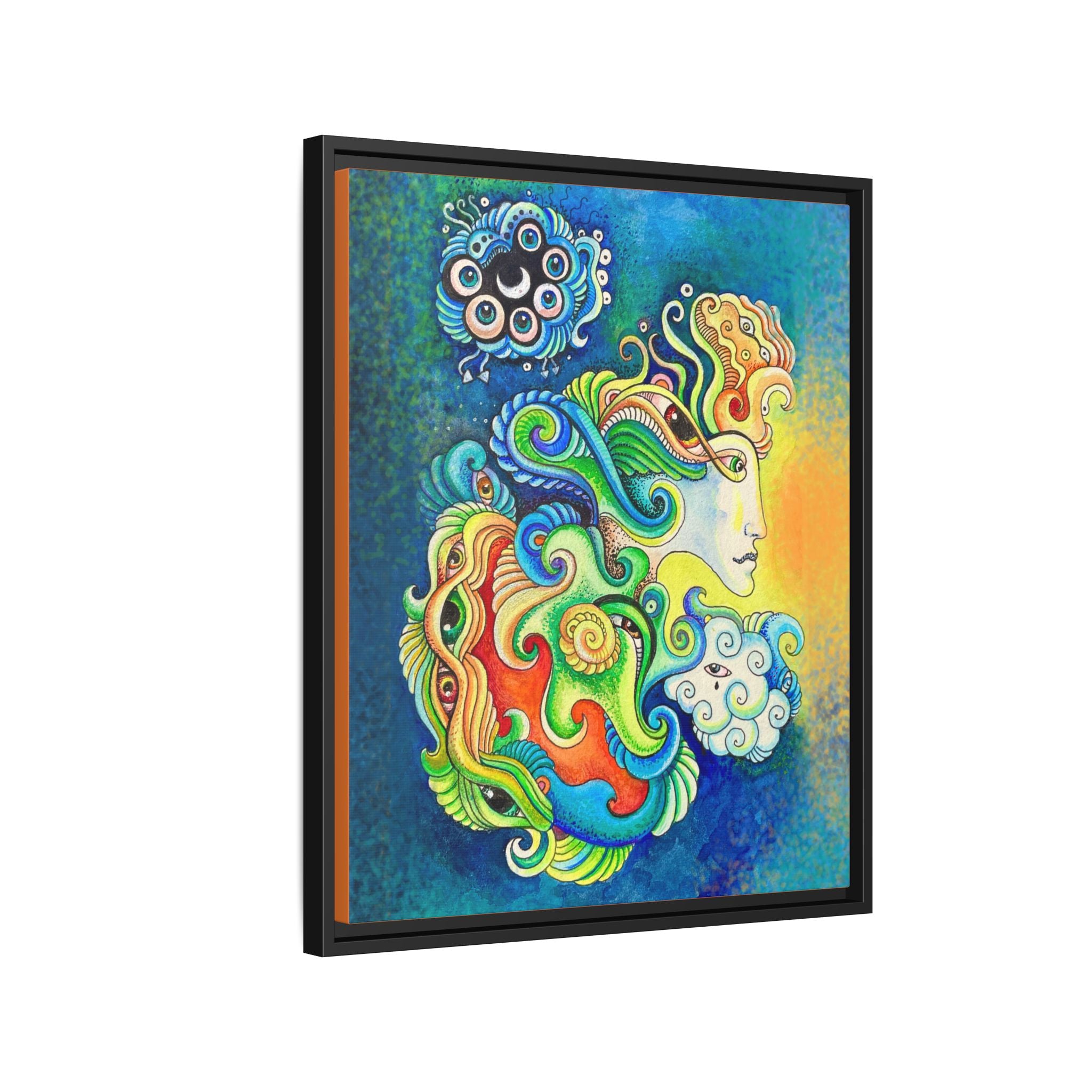 Framed Abstract Mermaid Art Print — Colorful Psychedelic Canvas #iyt88433