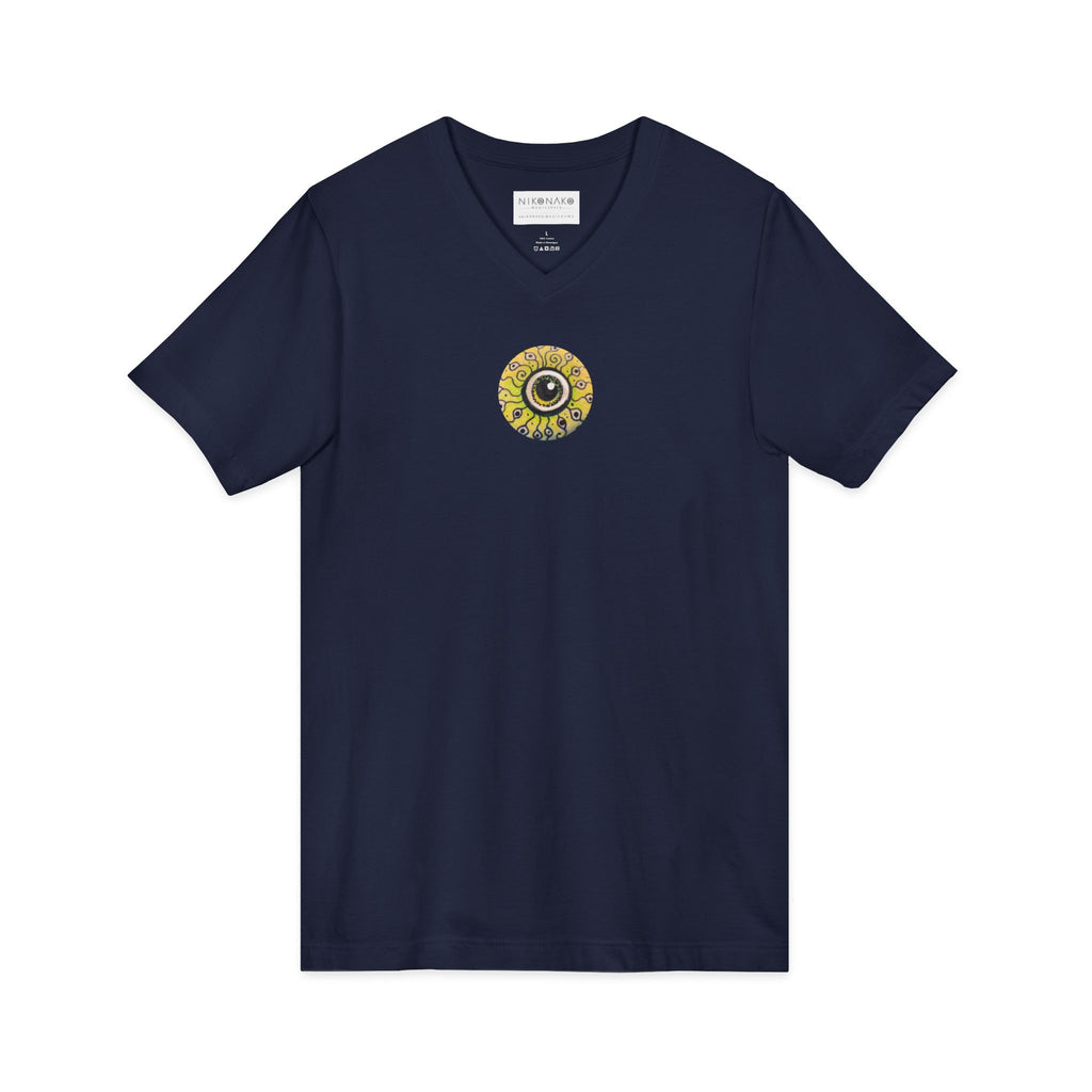 Sunflower Eye Pattern V-Neck Tee #k0833