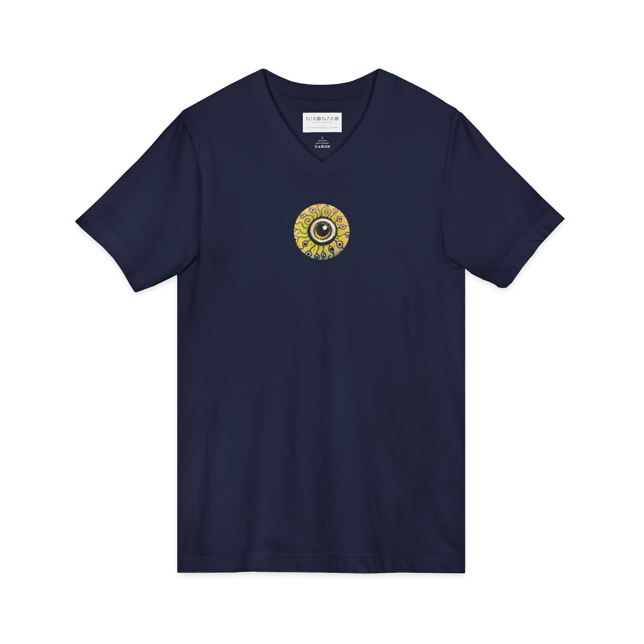Sunflower Eye Pattern V-Neck Tee #k0833