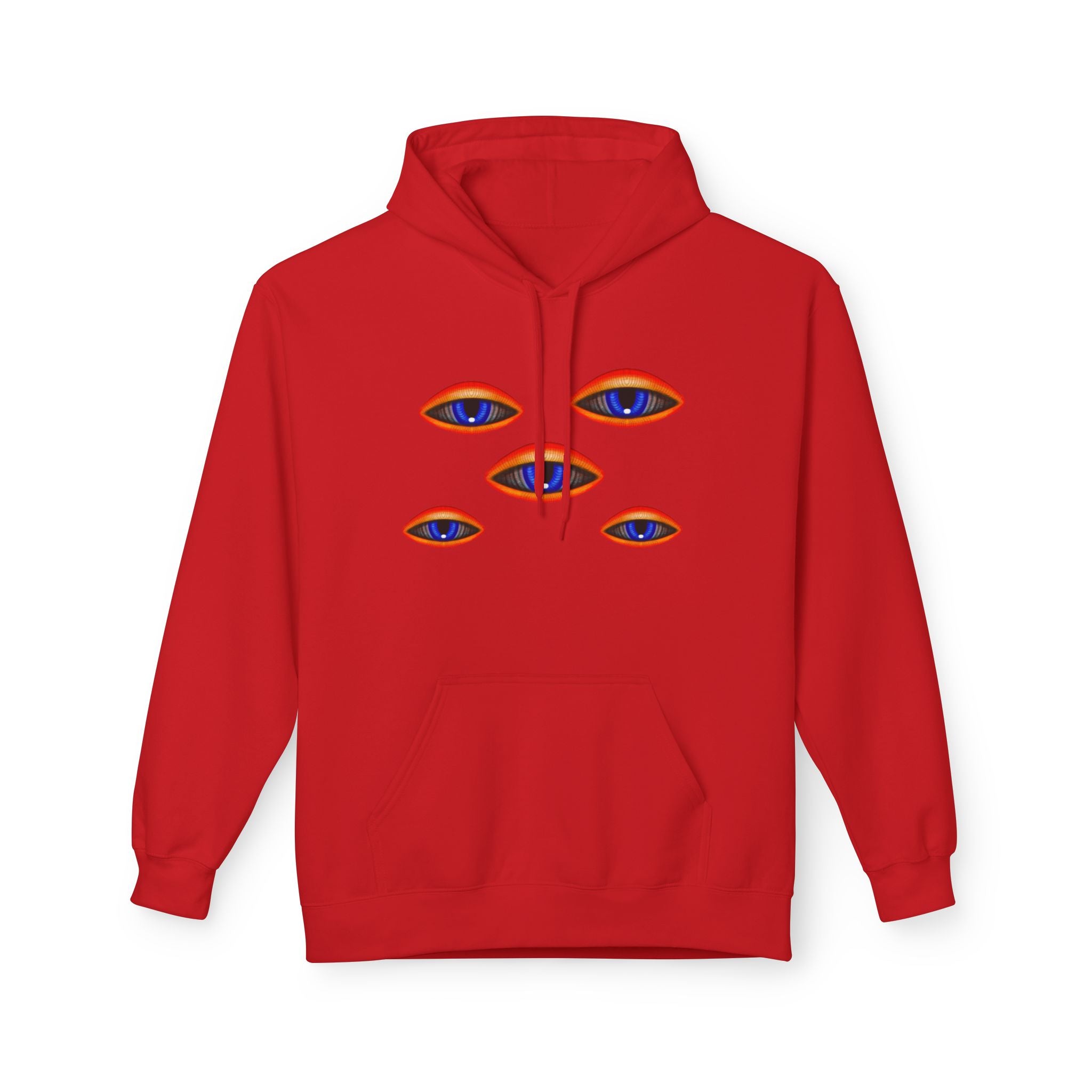 Psychedelic Third-Eye Heart Hoodie | Surreal Eye Motif, Flame Crown