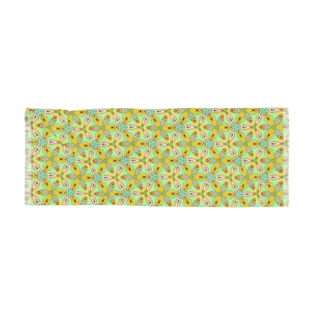 Light Scarf — Yellow Floral Geometric Lightweight Scarf #sa3452