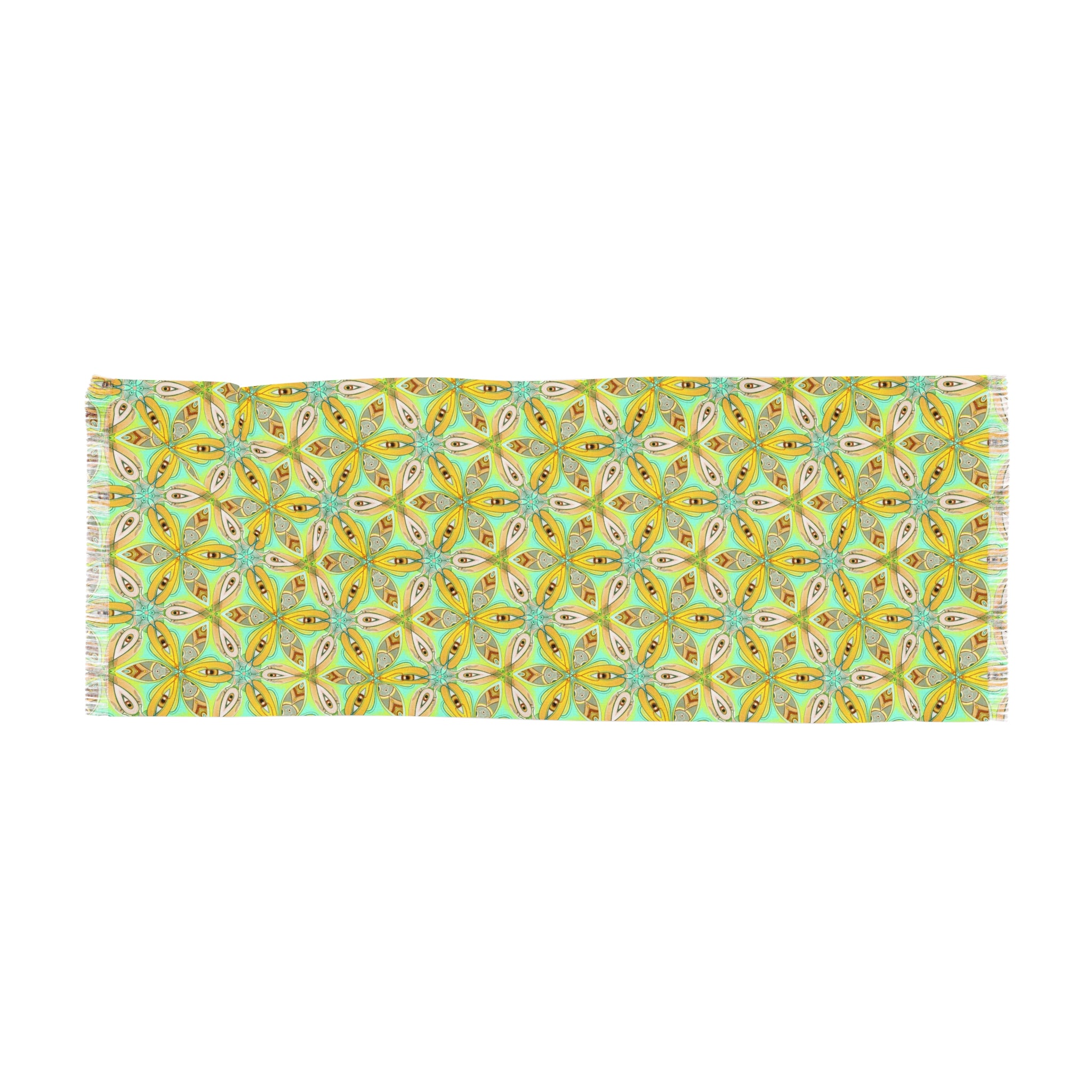 Light Scarf — Yellow Floral Geometric Lightweight Scarf #sa3452