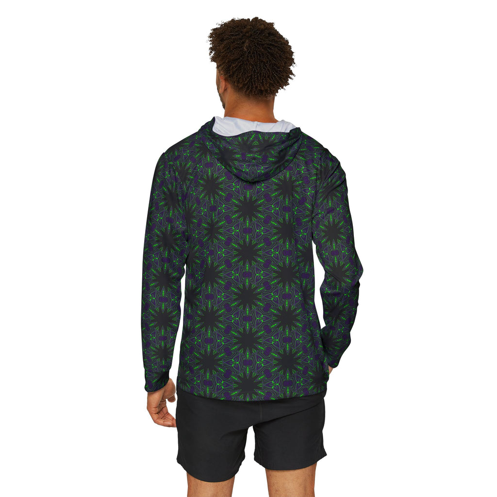 Men's Athletic Hoodie — Dark Green Kaleidoscope All-Over Print Warmup Pullover #sa2297