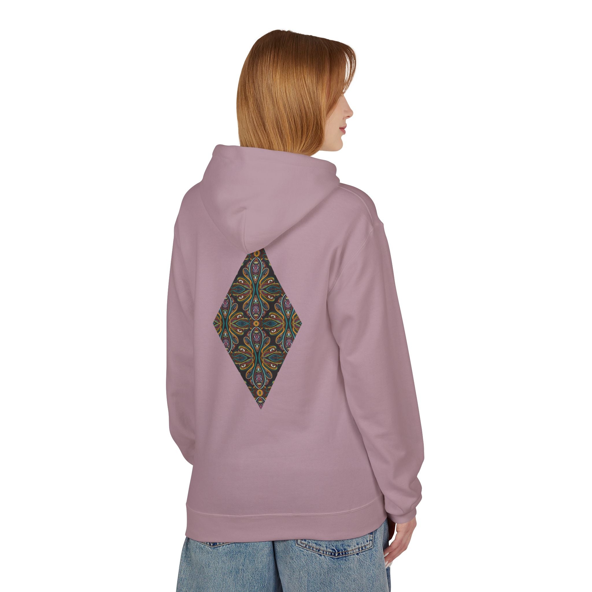 Geometric Mosaic Triangle Hoodie — Decorative Pattern Pullover #i865678