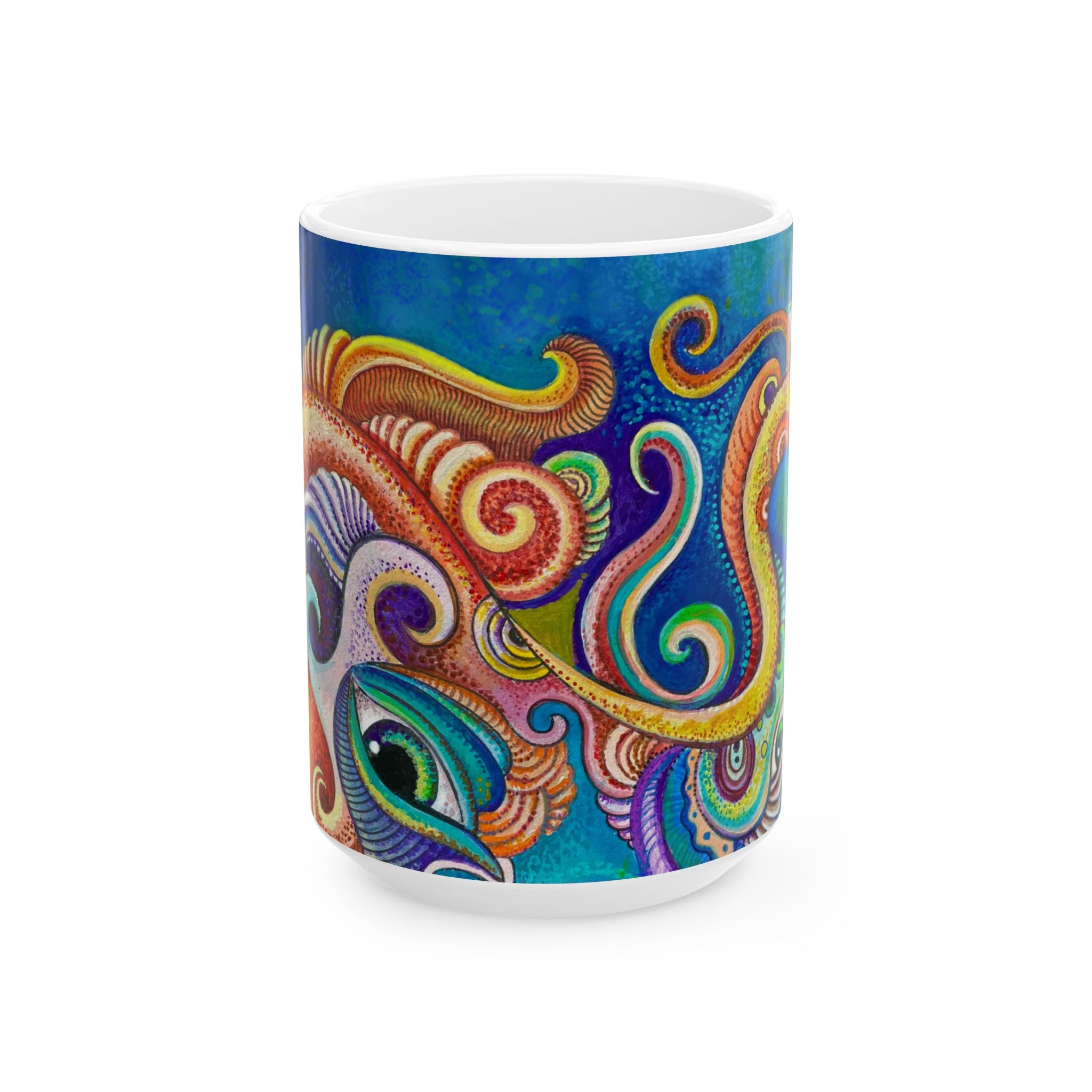 Colorful Abstract Octopus Mug | Vibrant Swirl Sea Life Ceramic Mug