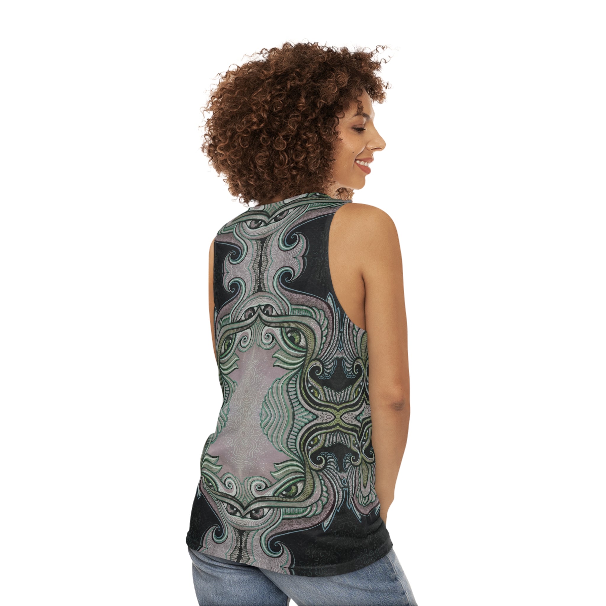 All-Over Print Tank Top — Pastel Tribal Mandala Symmetry #f34789
