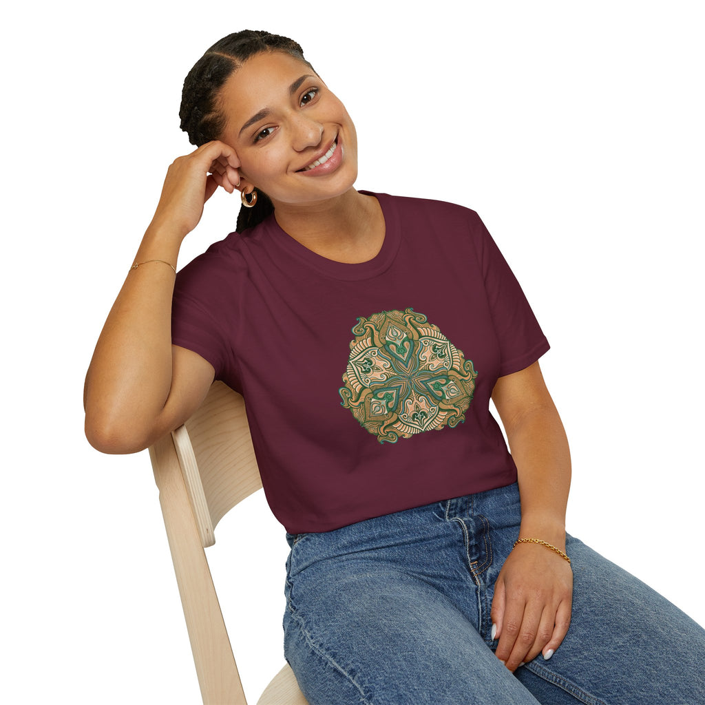 Green Celtic Knot Mandala T-Shirt | Floral Shamrock Pattern