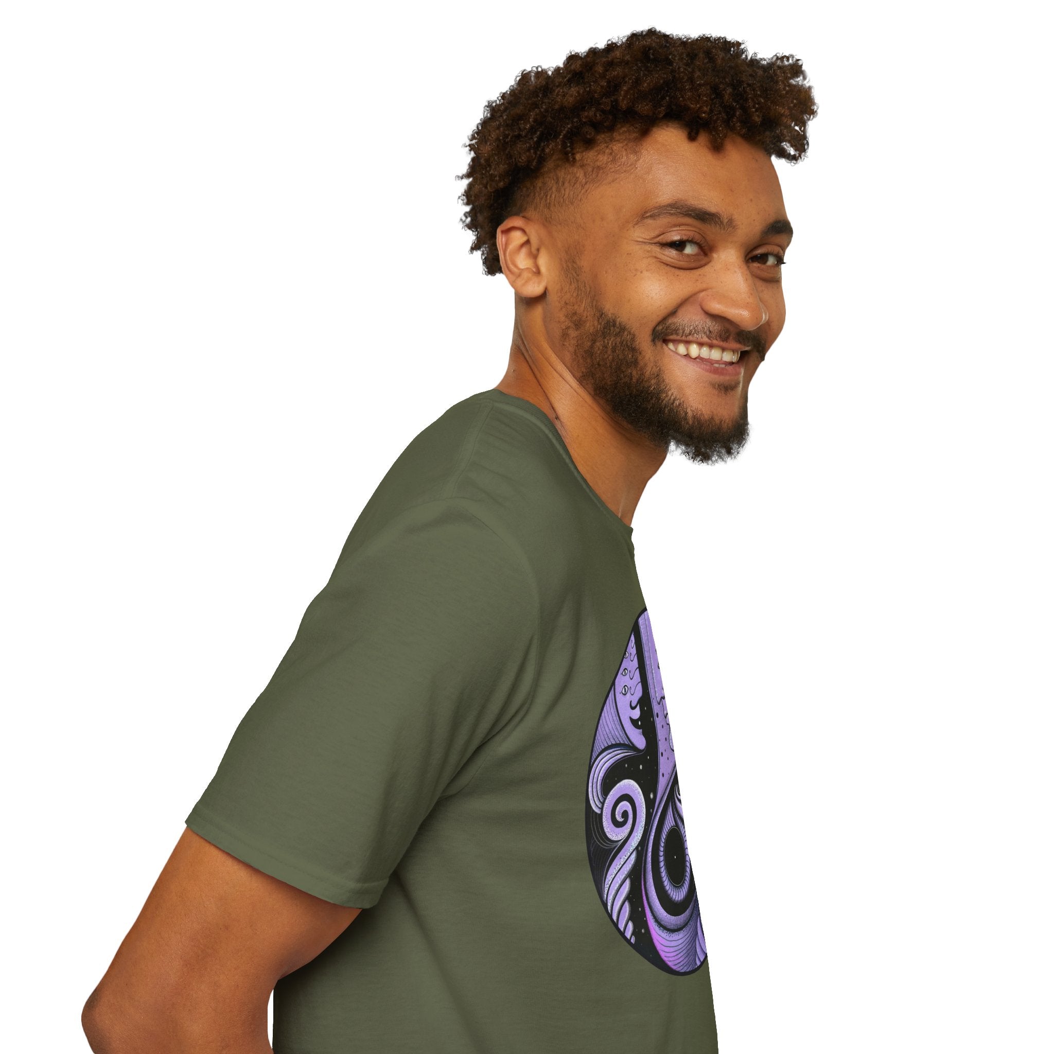Abstract Purple Swirl Art T-Shirt | Psychedelic Keyhole Design