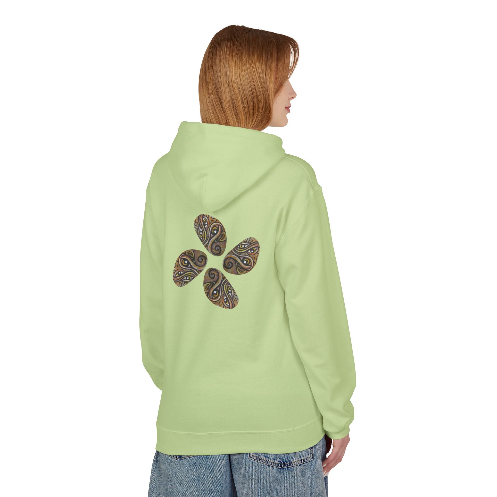 Leaf Pattern Hoodie — Boho Tribal Feather Design Pullover #f8635678