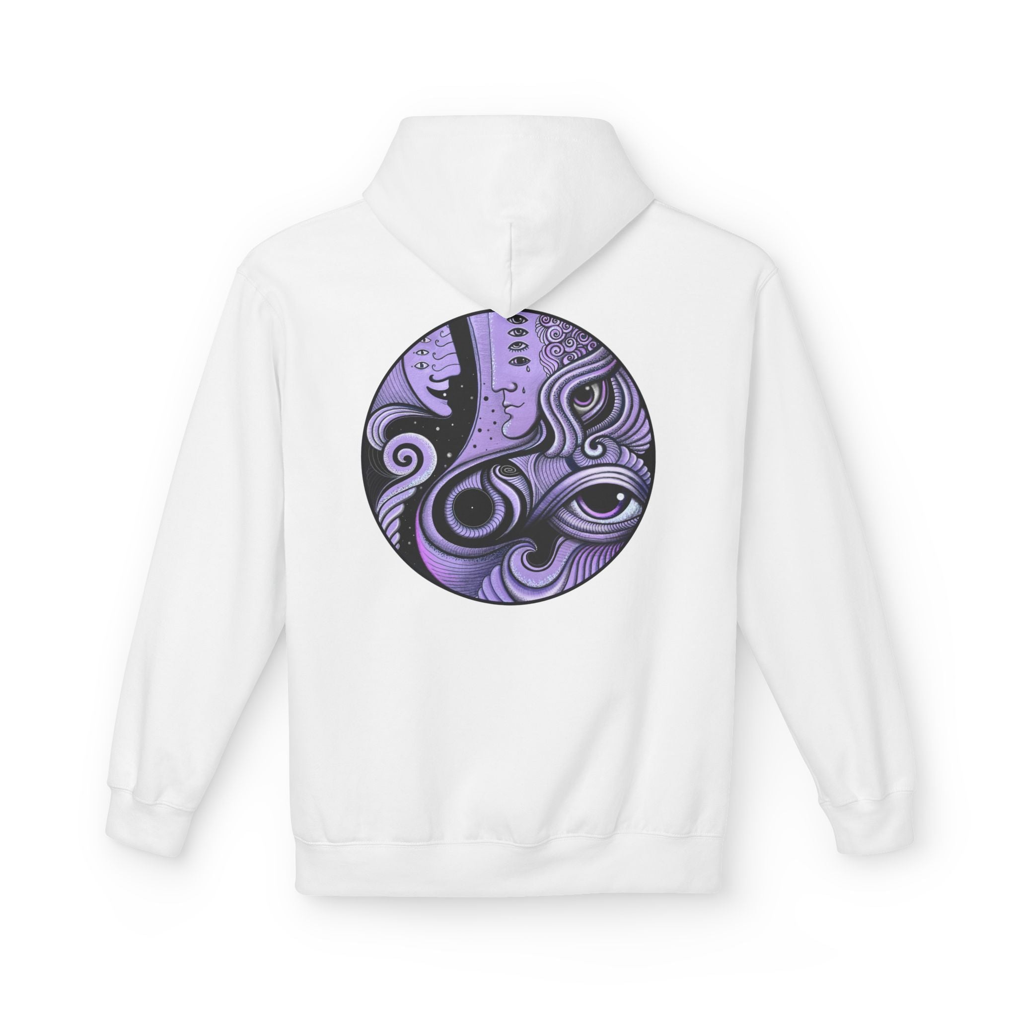 Purple Psychedelic Guitar Art Hoodie | Keyhole Front, Circular Back Design