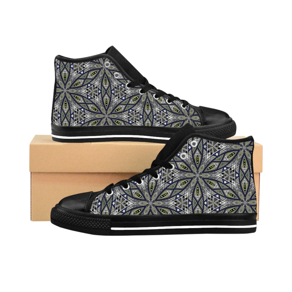 Mandala Geo High-Top Sneakers — Men's Classic Patterned Shoes.  #ojh22338