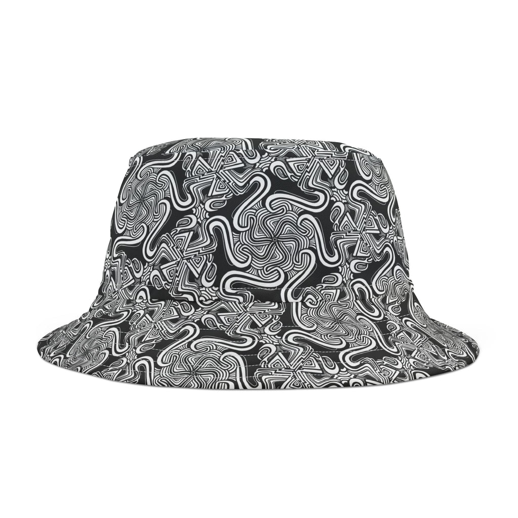 Gray Abstract Swirl Bucket Hat — All-Over Print Graphic Sun Hat #h986368