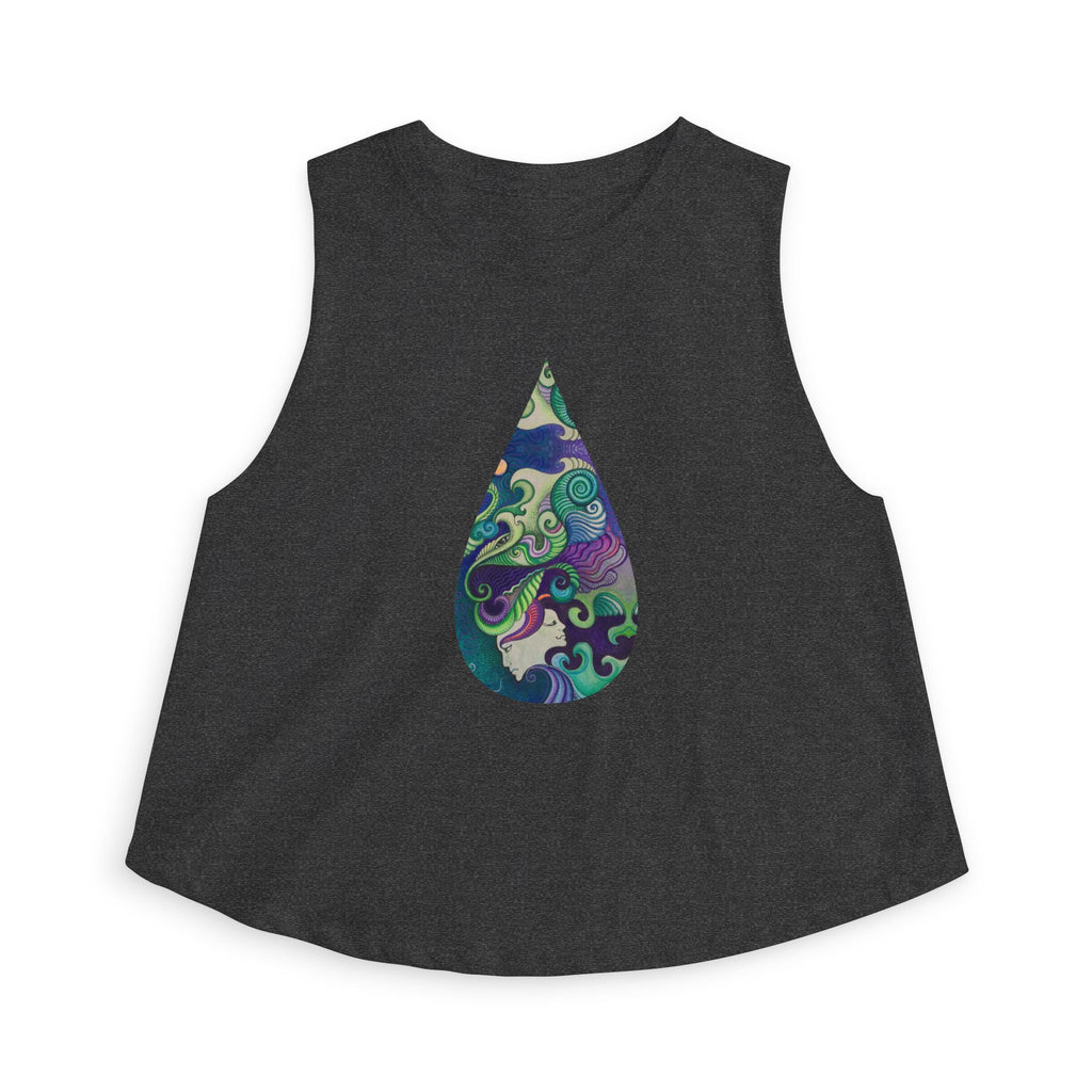 Boho Waterdrop Crop Top — Psychedelic Floral Teardrop Graphic #j000829