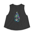 Boho Waterdrop Crop Top — Psychedelic Floral Teardrop Graphic #j000829