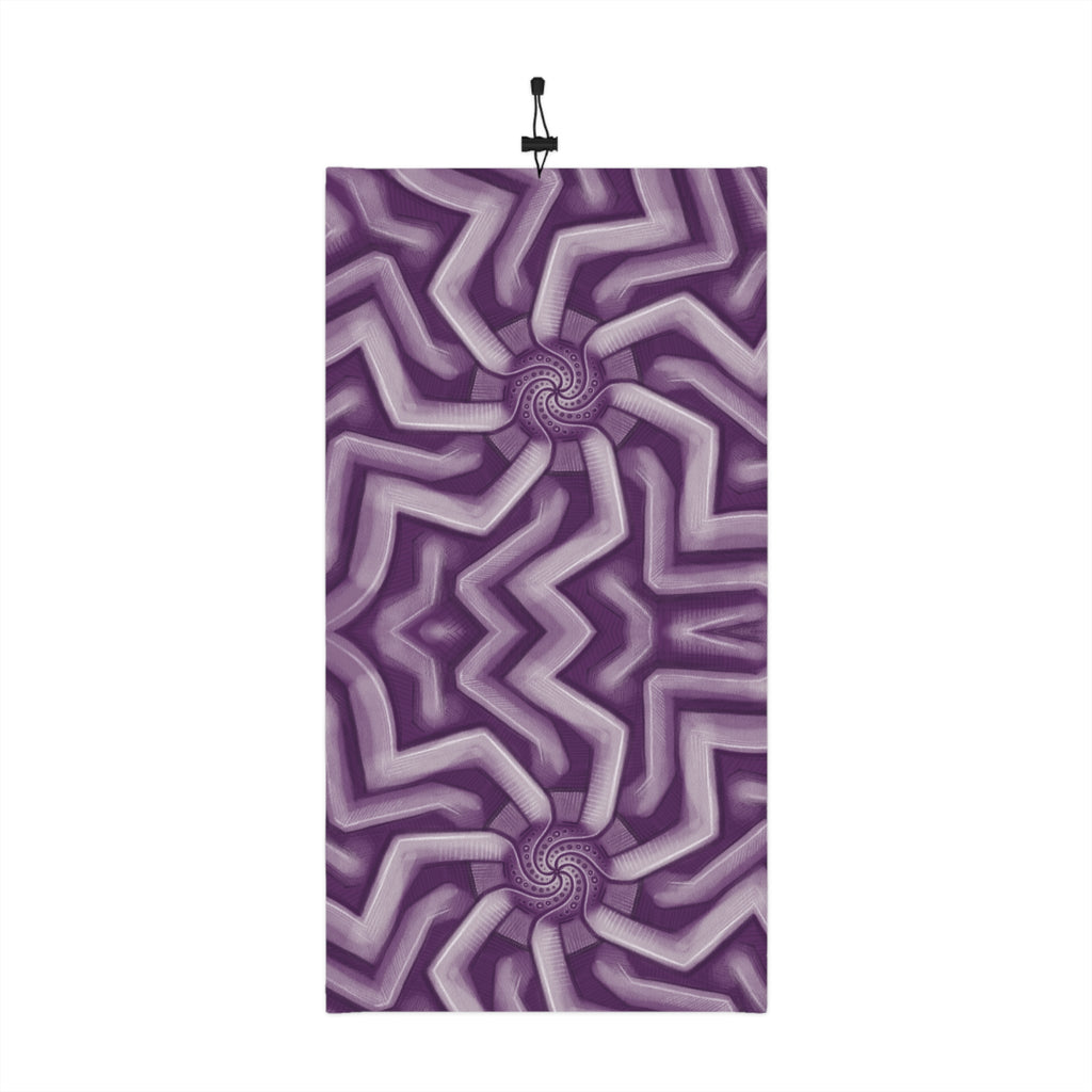 Purple Geometric Winter Neck Gaiter — Insulated Drawstring Face Mask #pue9836