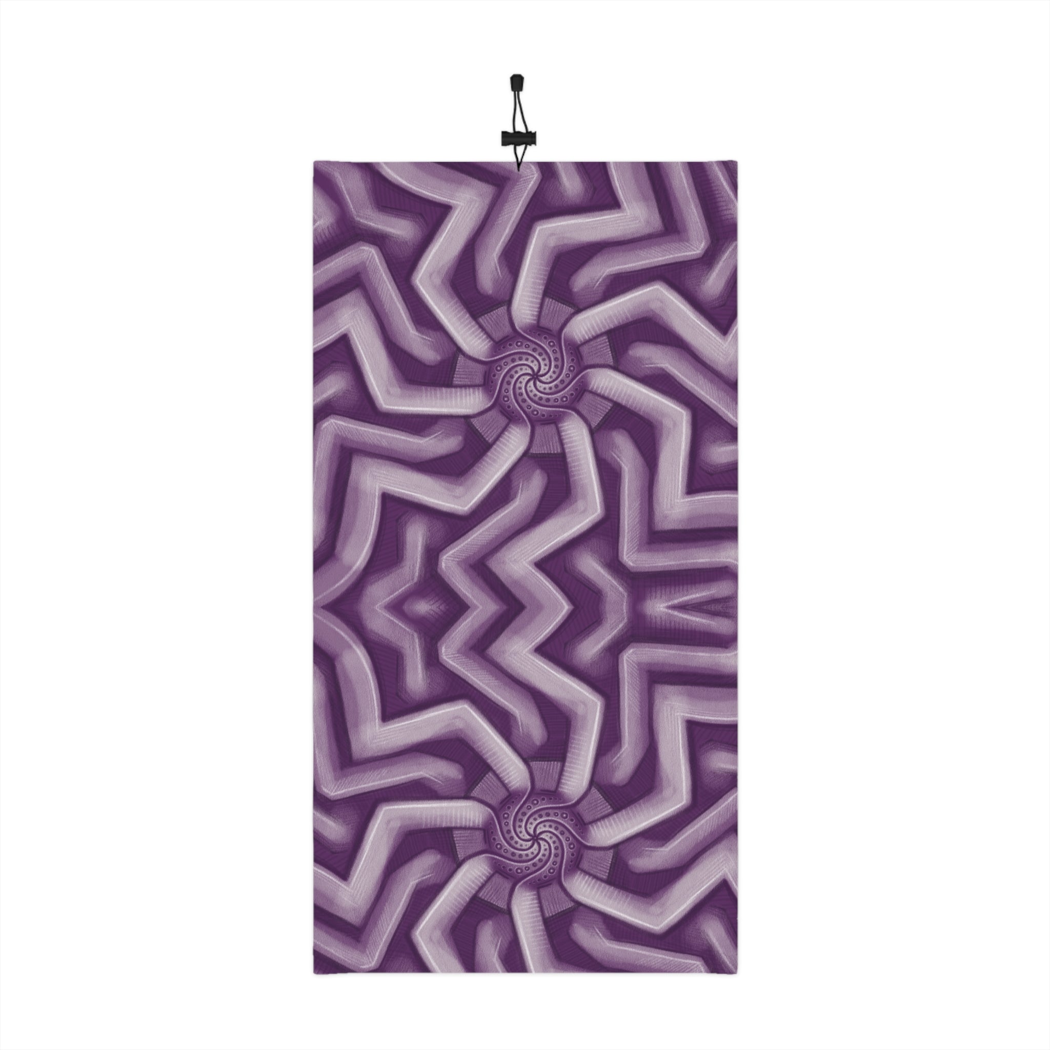 Purple Geometric Winter Neck Gaiter — Insulated Drawstring Face Mask #pue9836