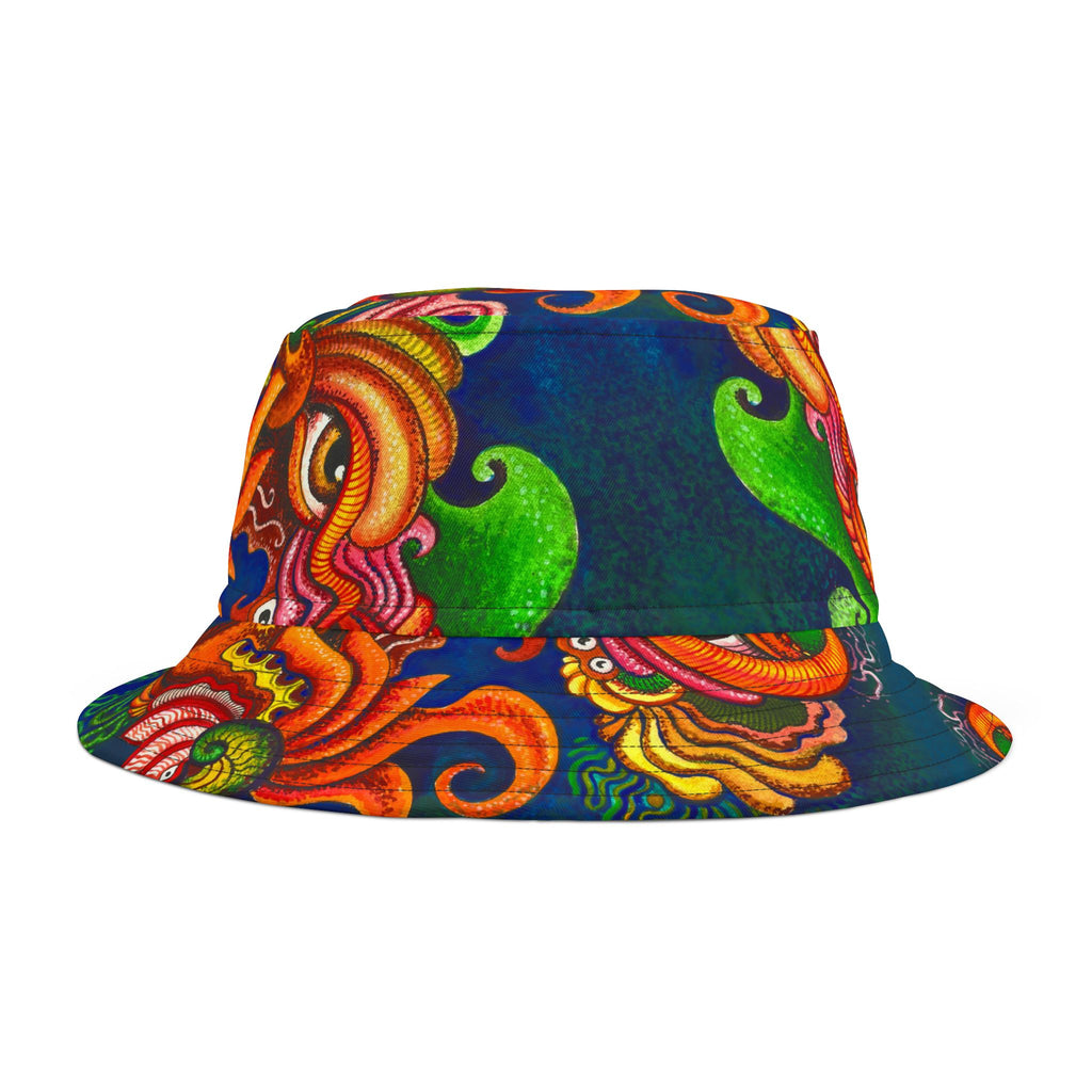 Psychedelic Sea Monster Bucket Hat — Vibrant Octopus Print AOP #bh21