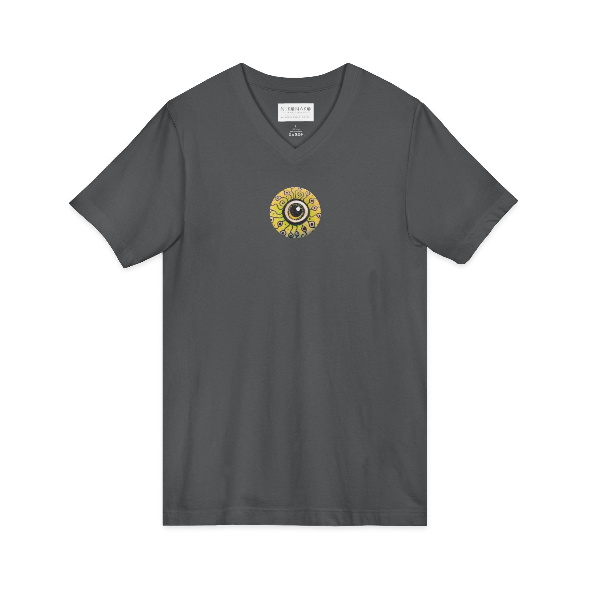 Sunflower Eye Pattern V-Neck Tee #k0833