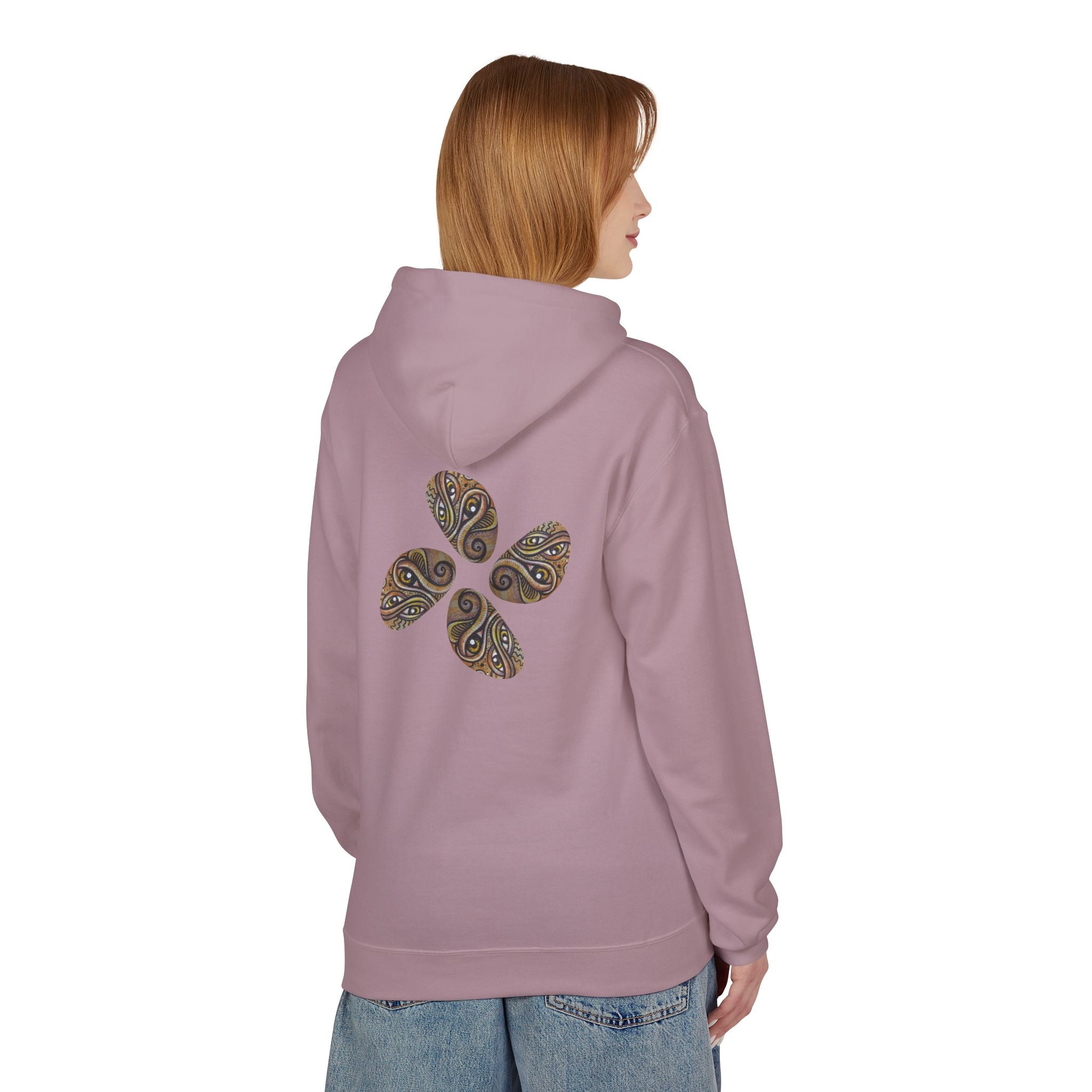 Leaf Pattern Hoodie — Boho Tribal Feather Design Pullover #f8635678