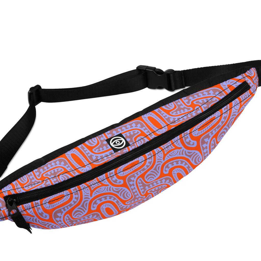 Retro Orange & Lavender Pattern Fanny Pack — Geometric Festival Hip Bag #k9975679
