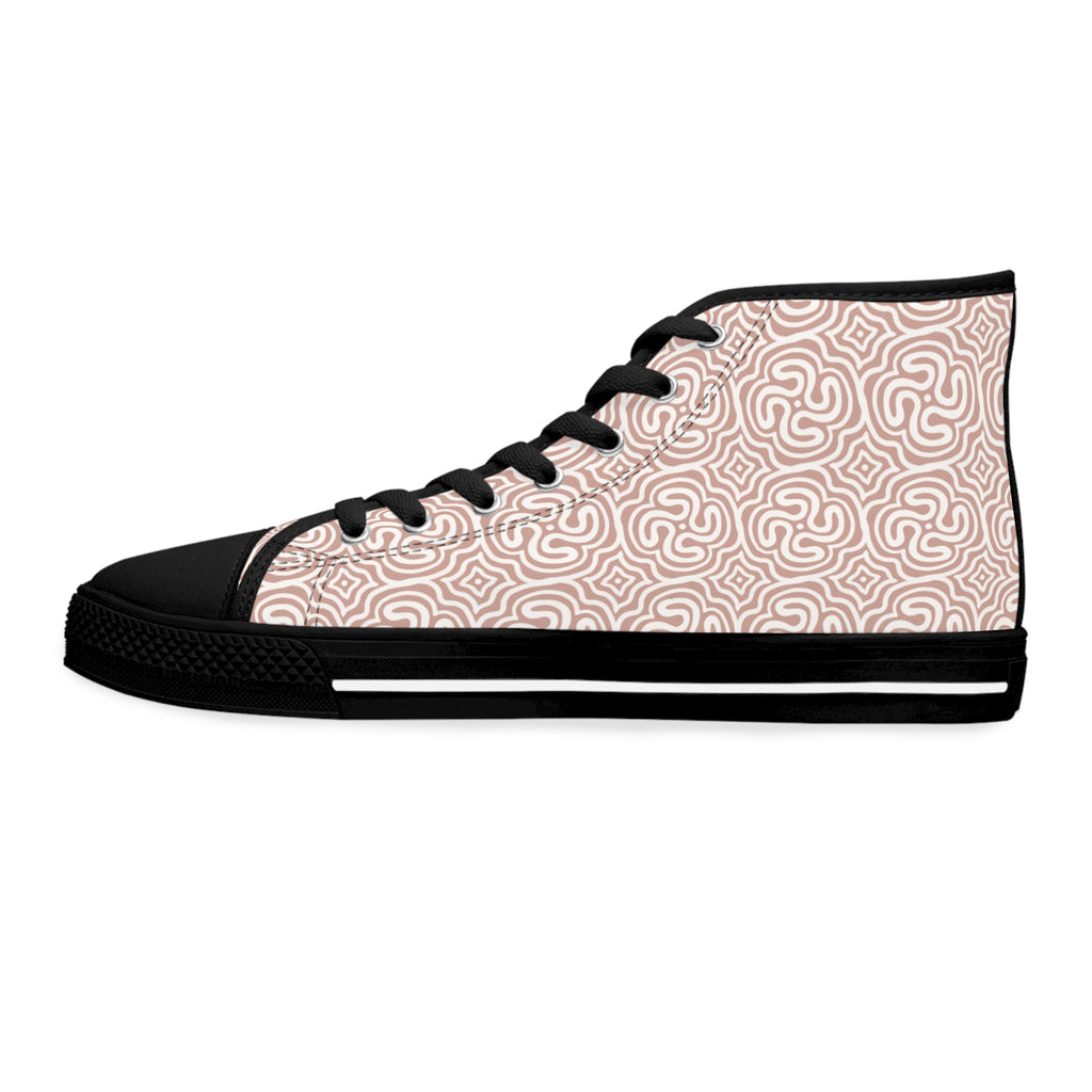 Women's High Top Sneakers - Rose Maze Pattern Casual Canvas Shoes #h875688