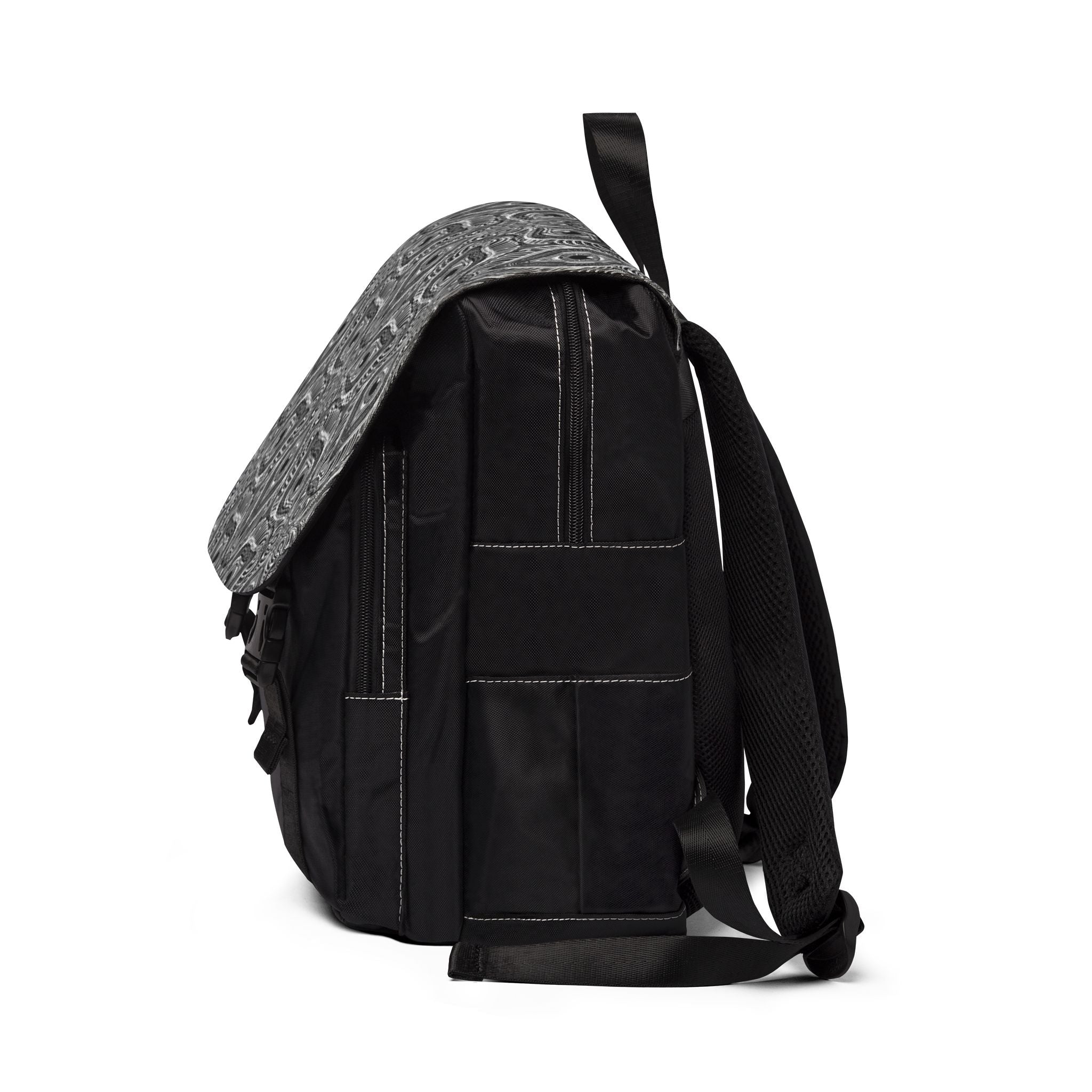Peacock Feather Mandala Backpack – Black Patterned Casual Shoulder Bag #bb54