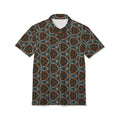 Men’s Floral Geometric Polo Shirt — Dark Vintage All-Over Print #ps1