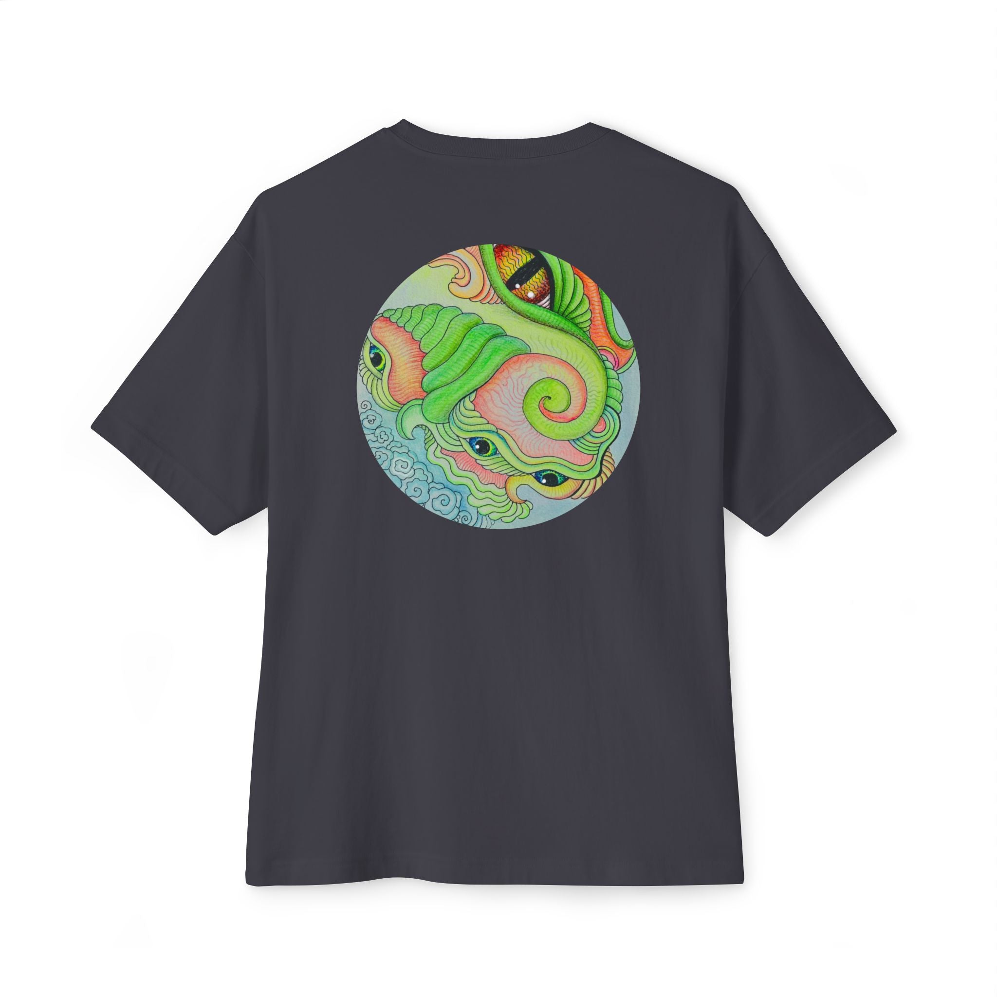 Psychedelic Triangle & Circle Graphic Tee — Retro Swirl Art T-Shirt #gr9523