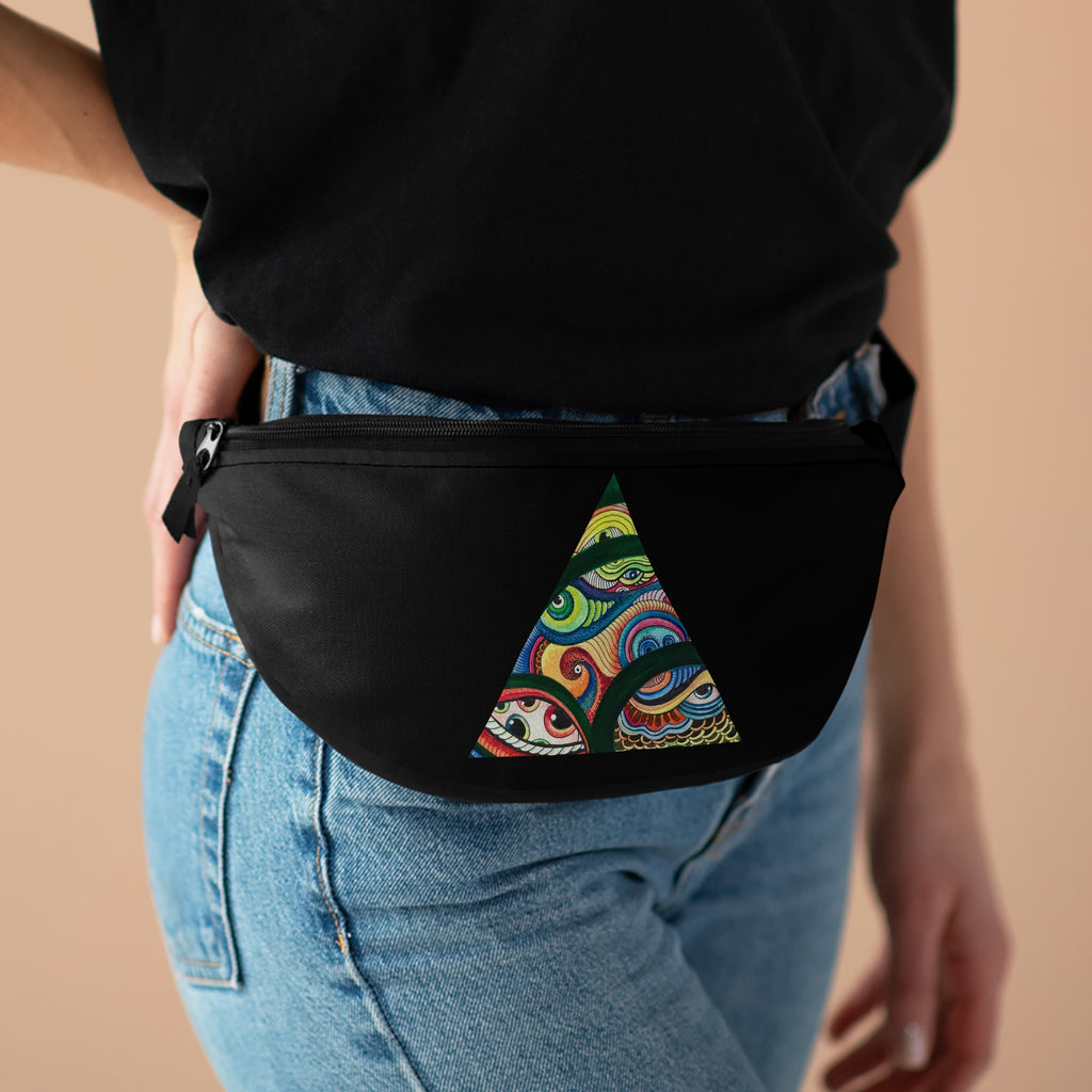 Fanny Pack — Colorful Psychedelic Triangle Art Waist Bag #d85