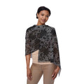 Intricate Filigree Light Scarf - Lightweight Black & Gray Patterned Wrap #h986457