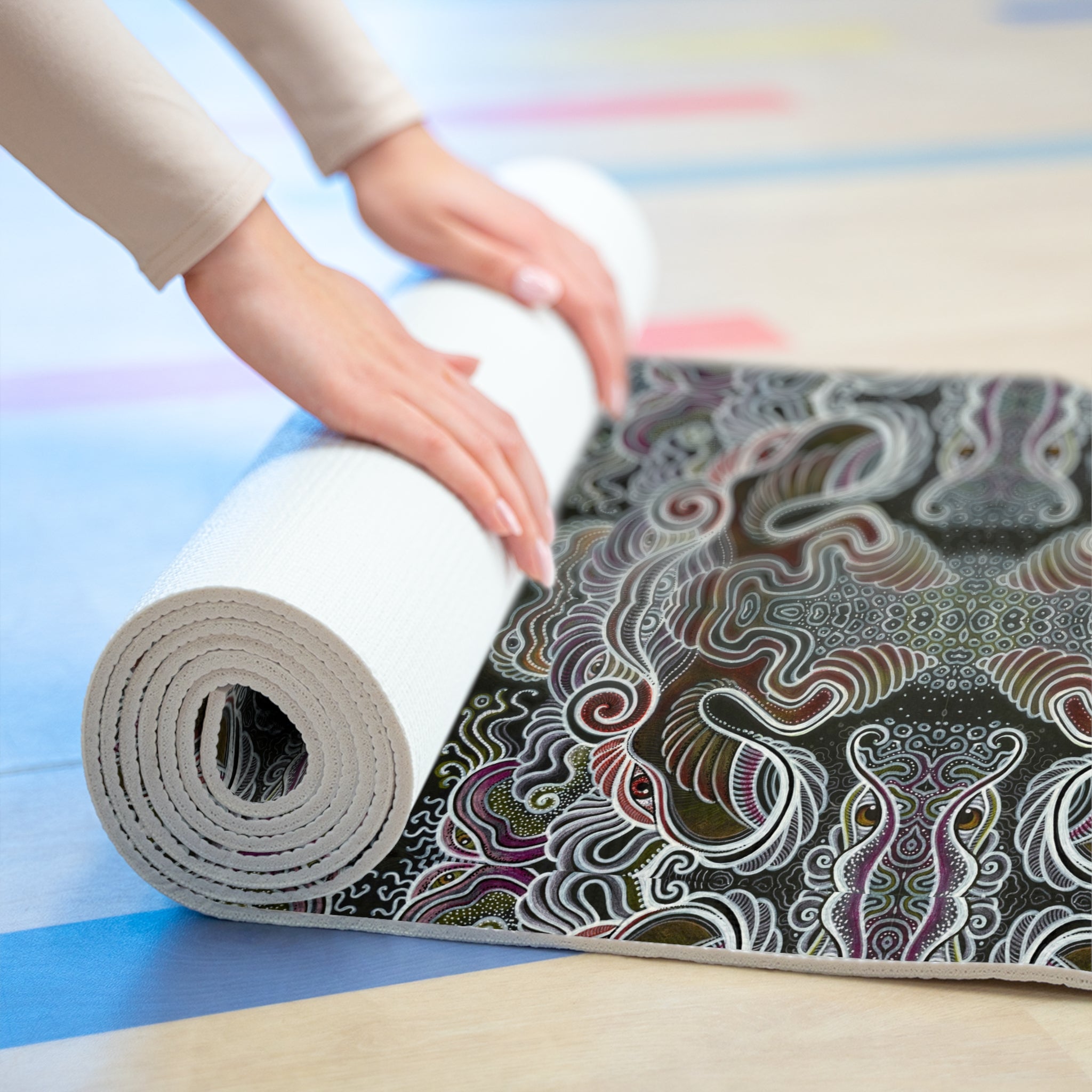 Abstract Tribal Pattern Foam Yoga Mat — Non-Slip Eco Exercise Mat
