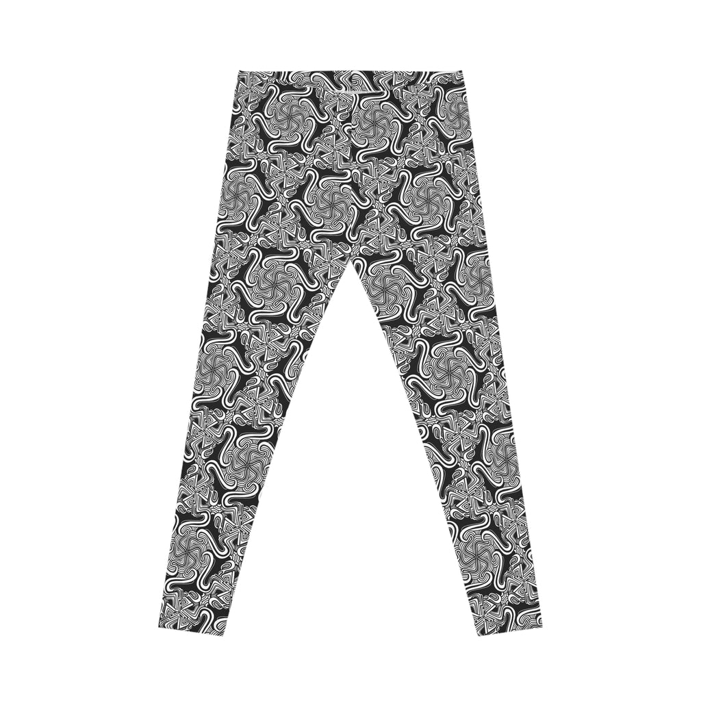 Black & White Abstract Marble Leggings — Women's All-Over Print #d457983