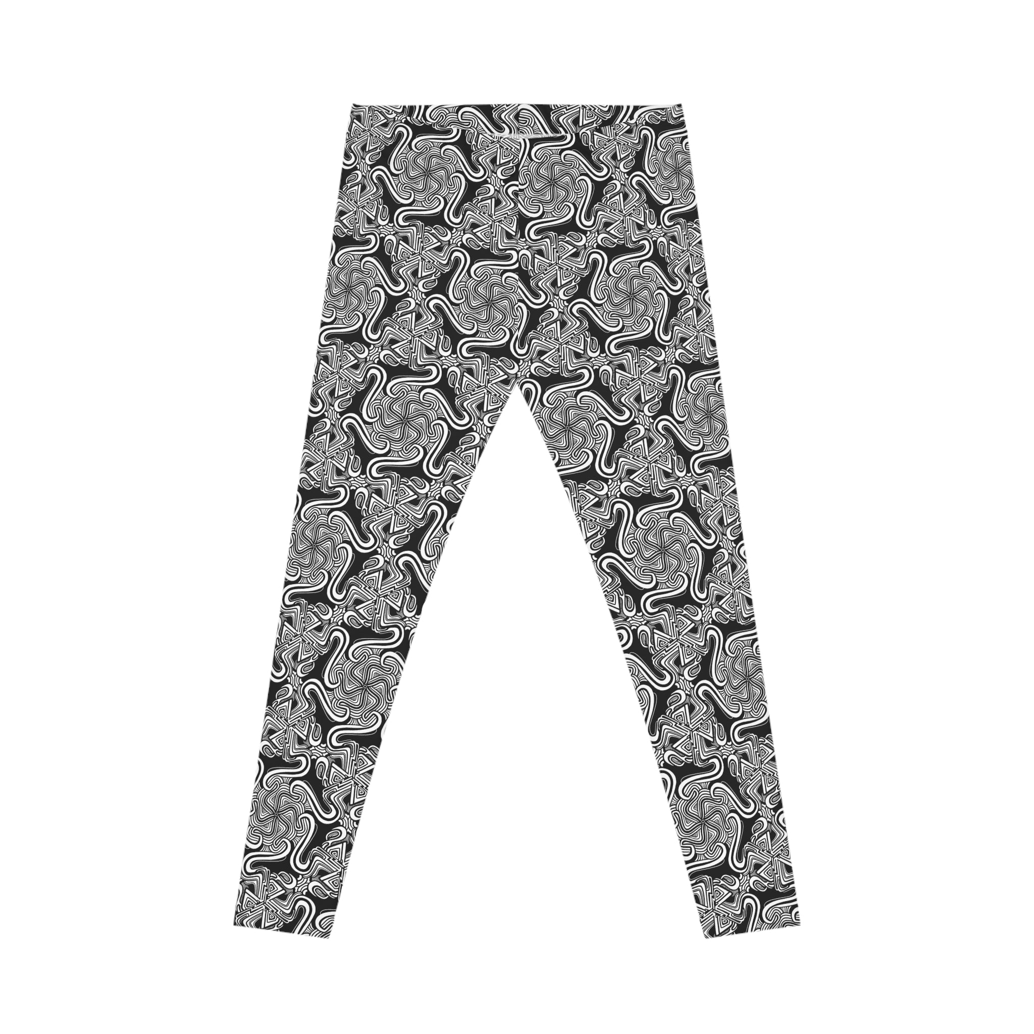 Black & White Abstract Marble Leggings — Women's All-Over Print #d457983