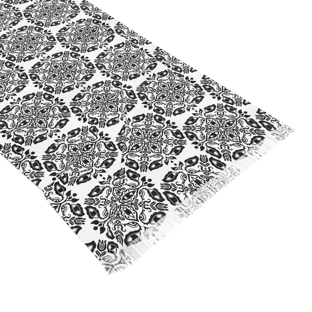 Light Scarf – Black & White Mandala Patterned Lightweight Scarf #h095325