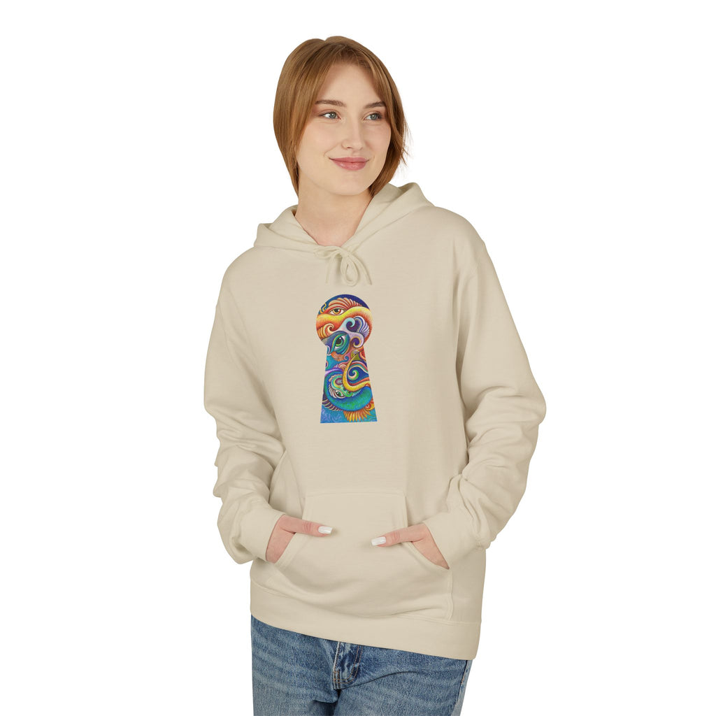 Abstract Psychedelic Face Hoodie | Colorful Surreal Keyhole Art