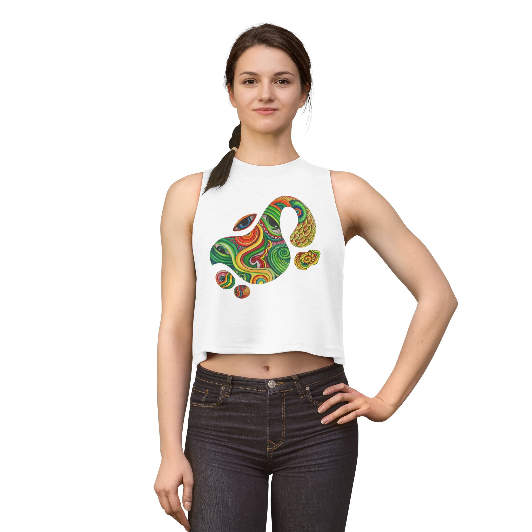 Psychedelic Paisley Crop Top – Colorful Retro Swirl Tank #w2462