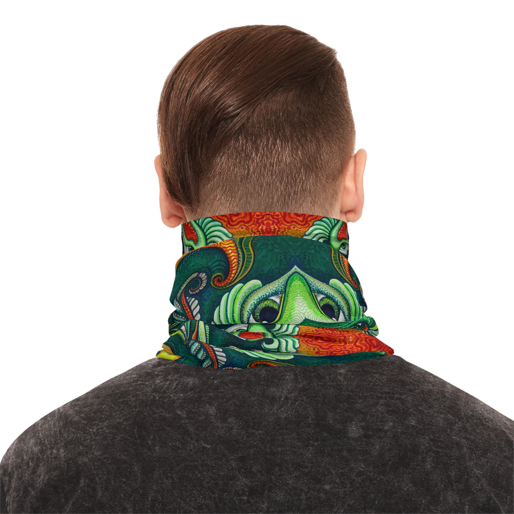 Psychedelic Green Masked Pattern Lightweight Neck Gaiter #ph97424