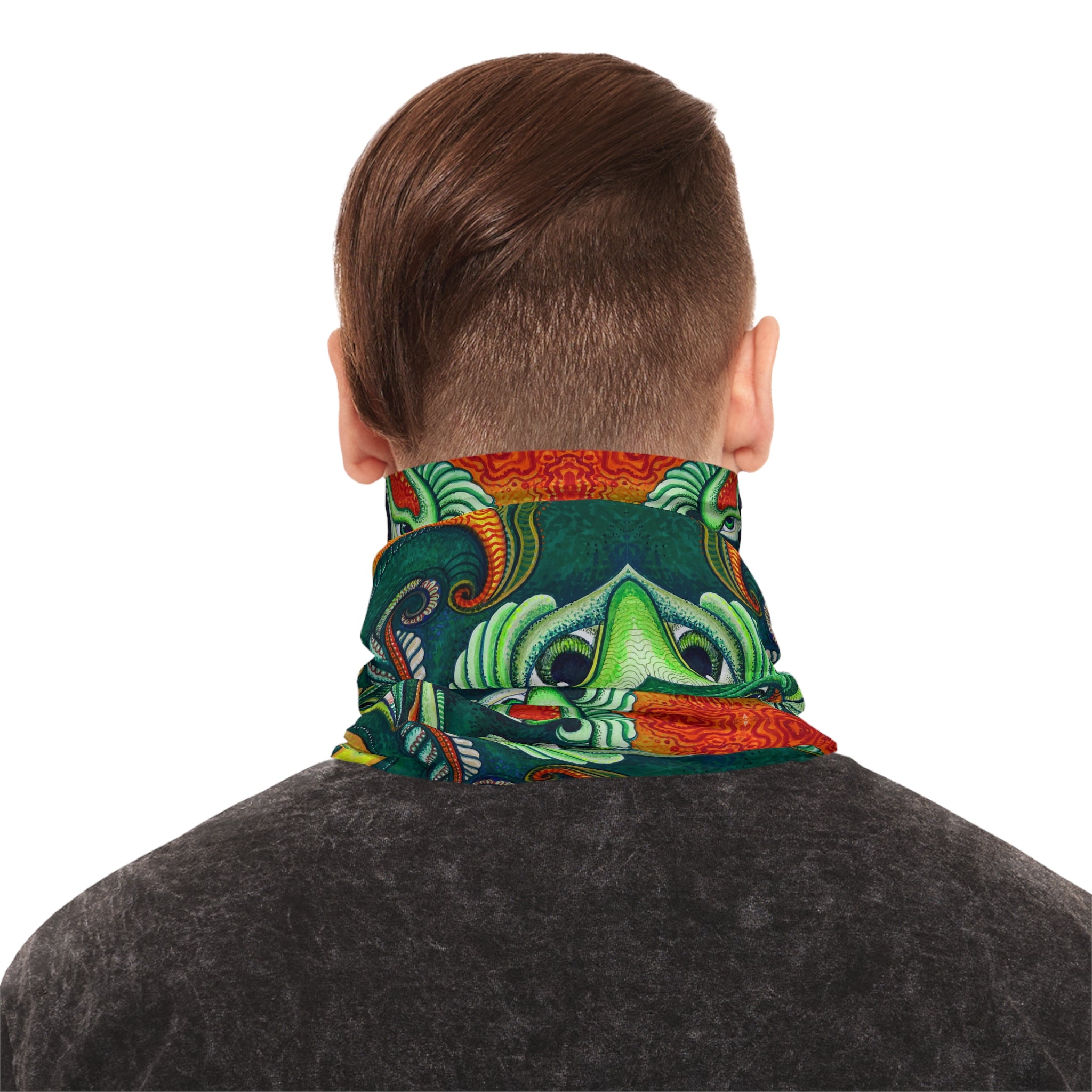 Psychedelic Green Masked Pattern Lightweight Neck Gaiter #ph97424