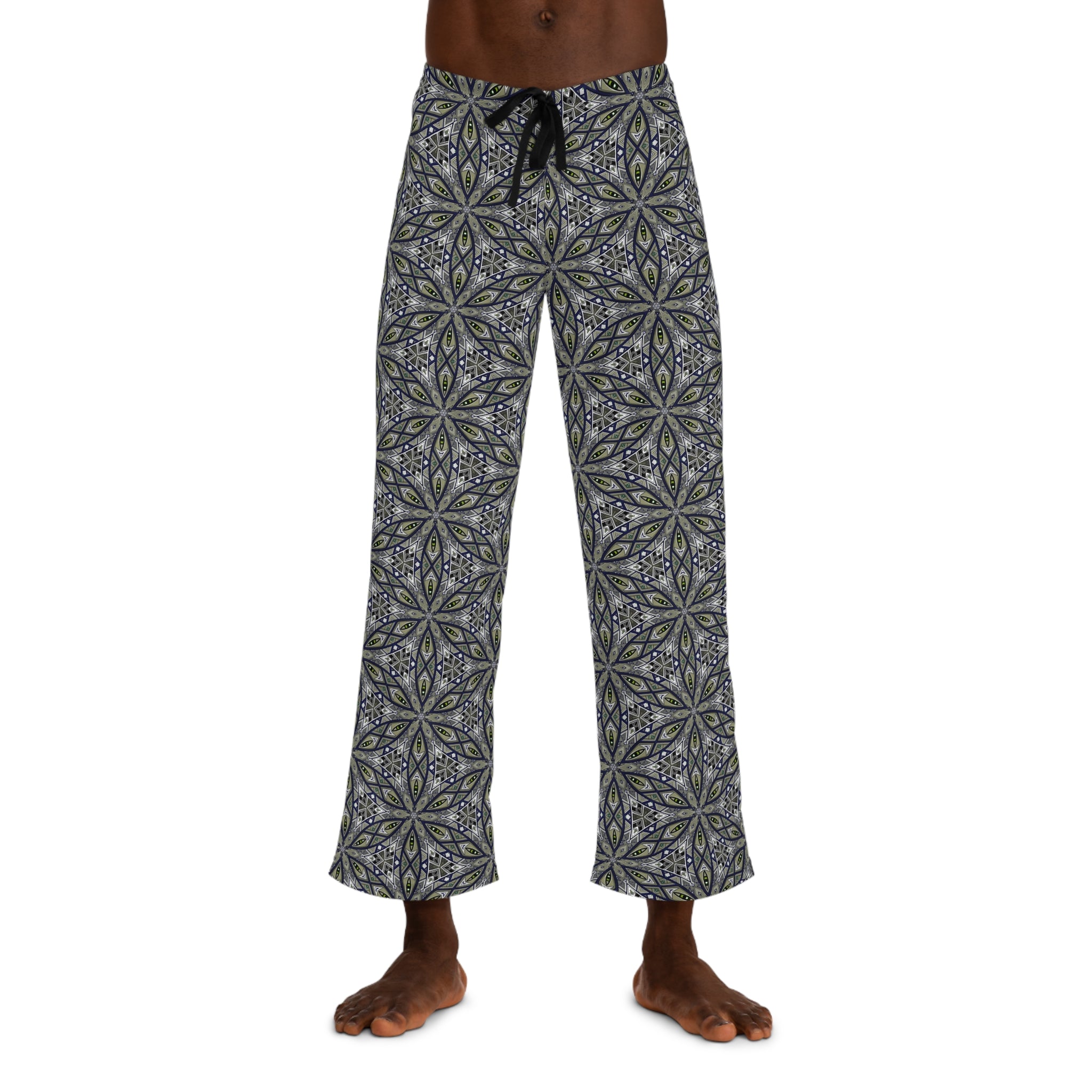 Men's Patterned Pajama Pants – Geometric Floral All-Over Print Lounge Pants #trc543
