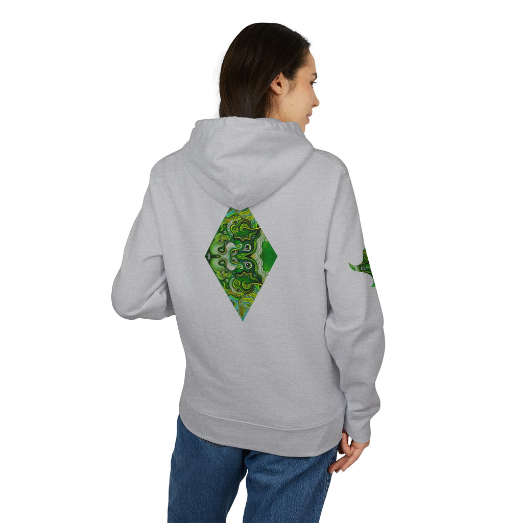 Green Geometric Nature Hoodie — Triangle Diamond Forest Graphic #iyf874322