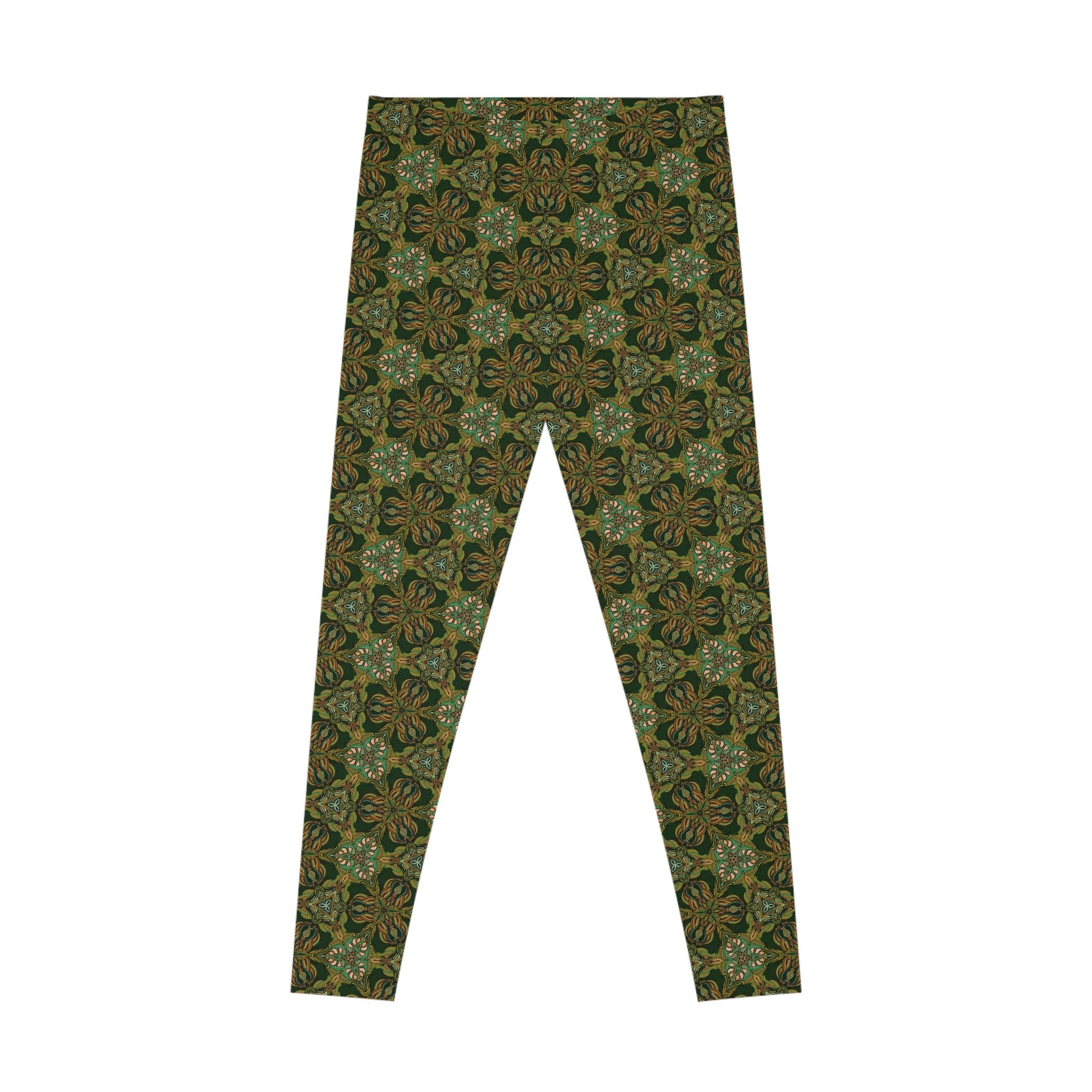 Green Mosaic Pattern Leggings — Geometric AOP Yoga Leggings #L1