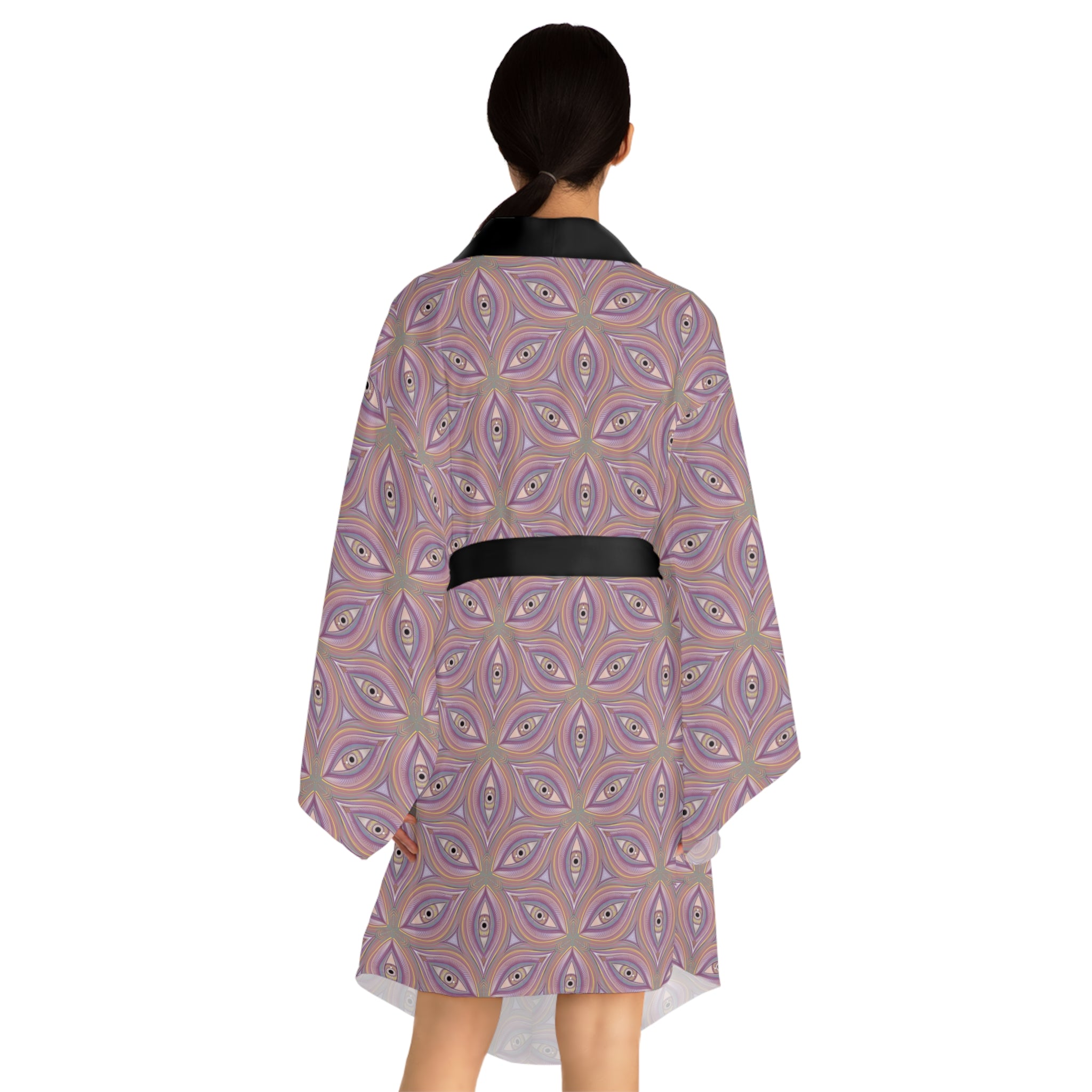 Pastel Geometric Kimono Robe – Pink Mandala All-Over Print
